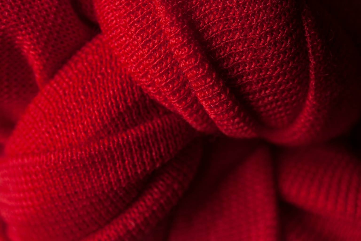 Red wool material close up