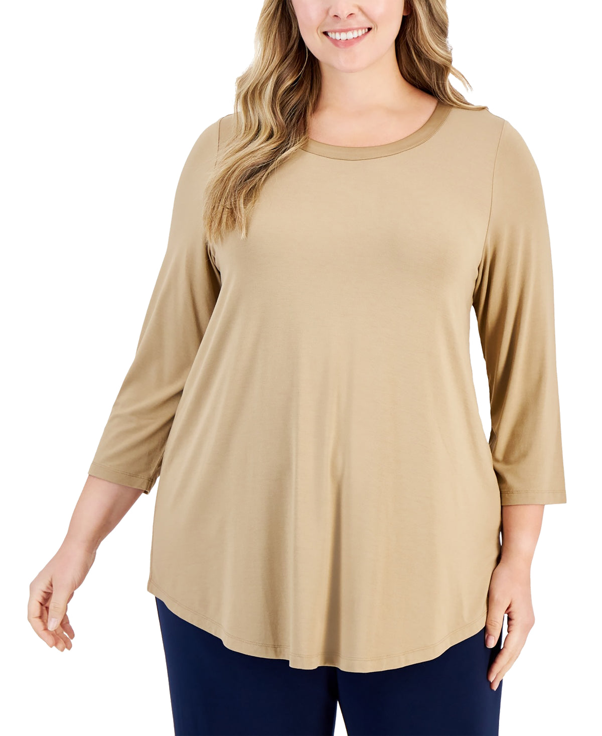 Plus Size Satin-Trim Top