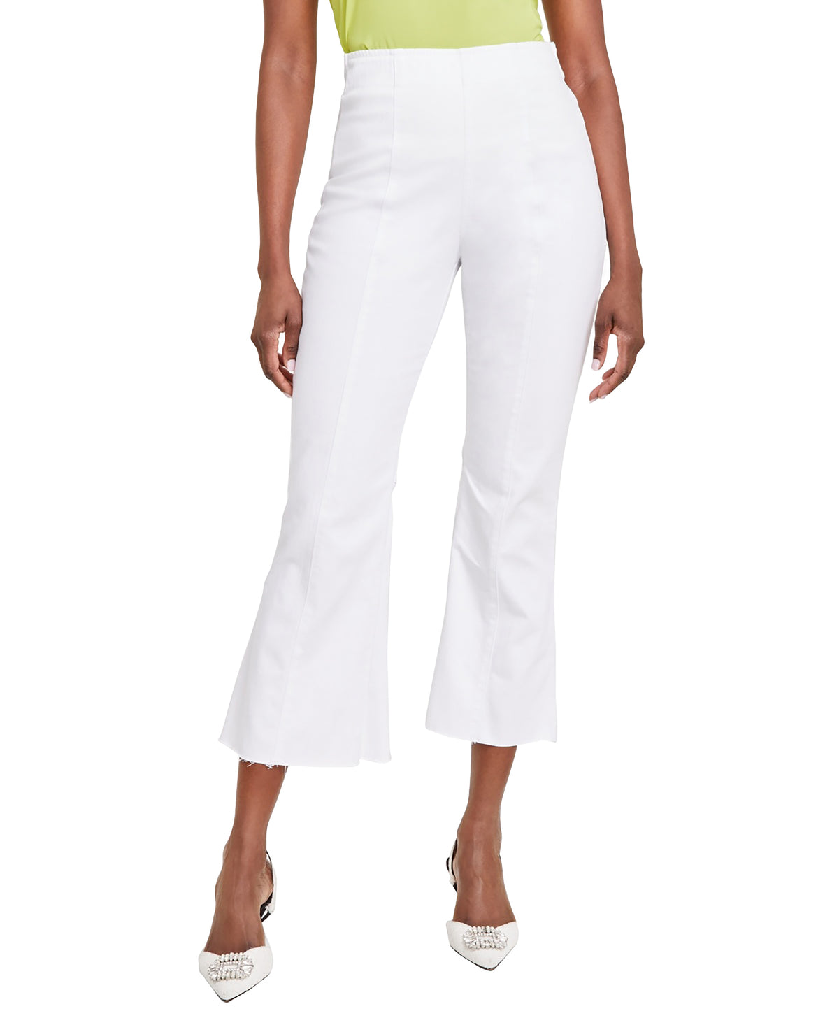 Women's High-Rise Pull-On Flared Cropped Jeans