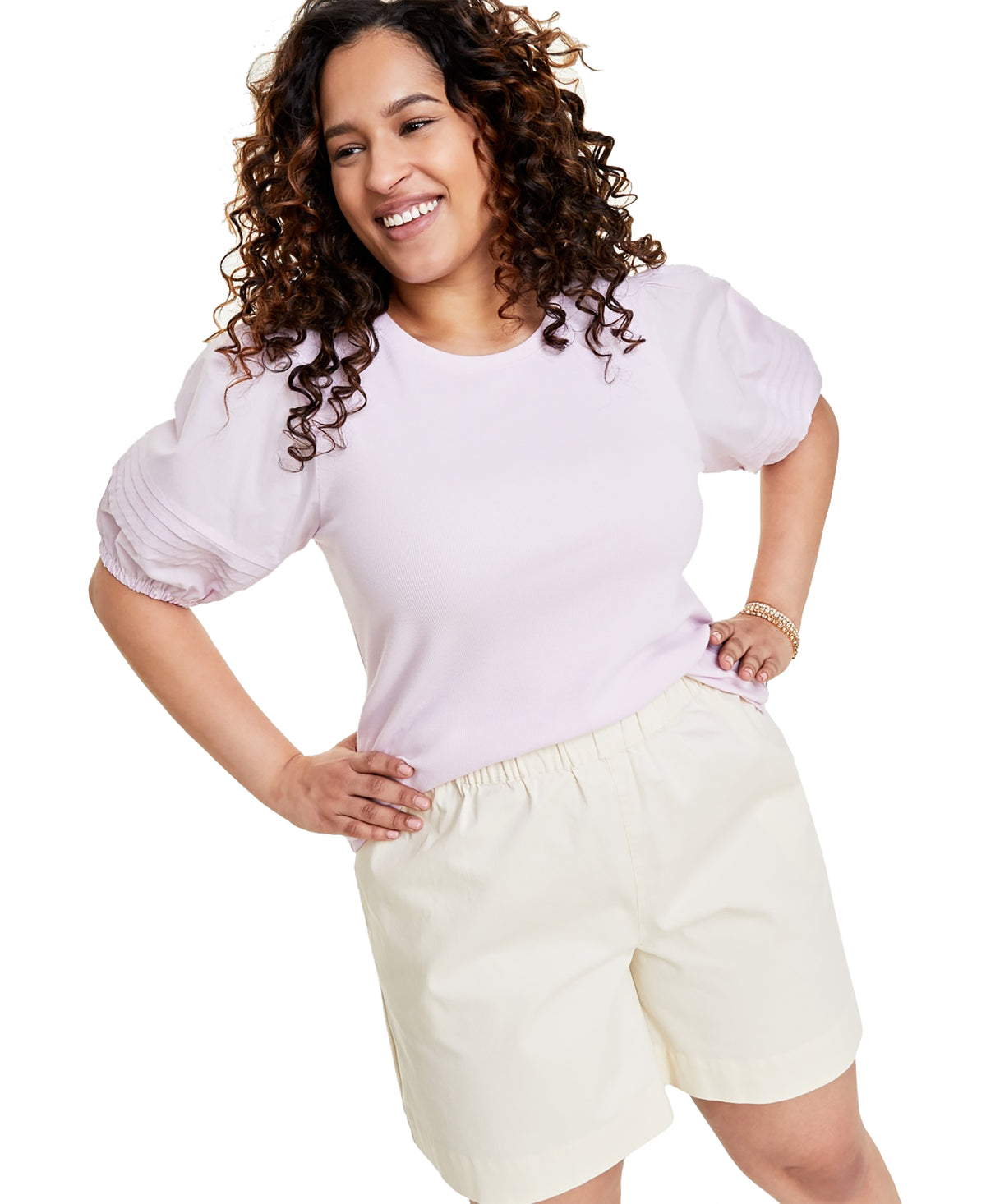 Trendy Plus Size Puff-Sleeve Knit Top