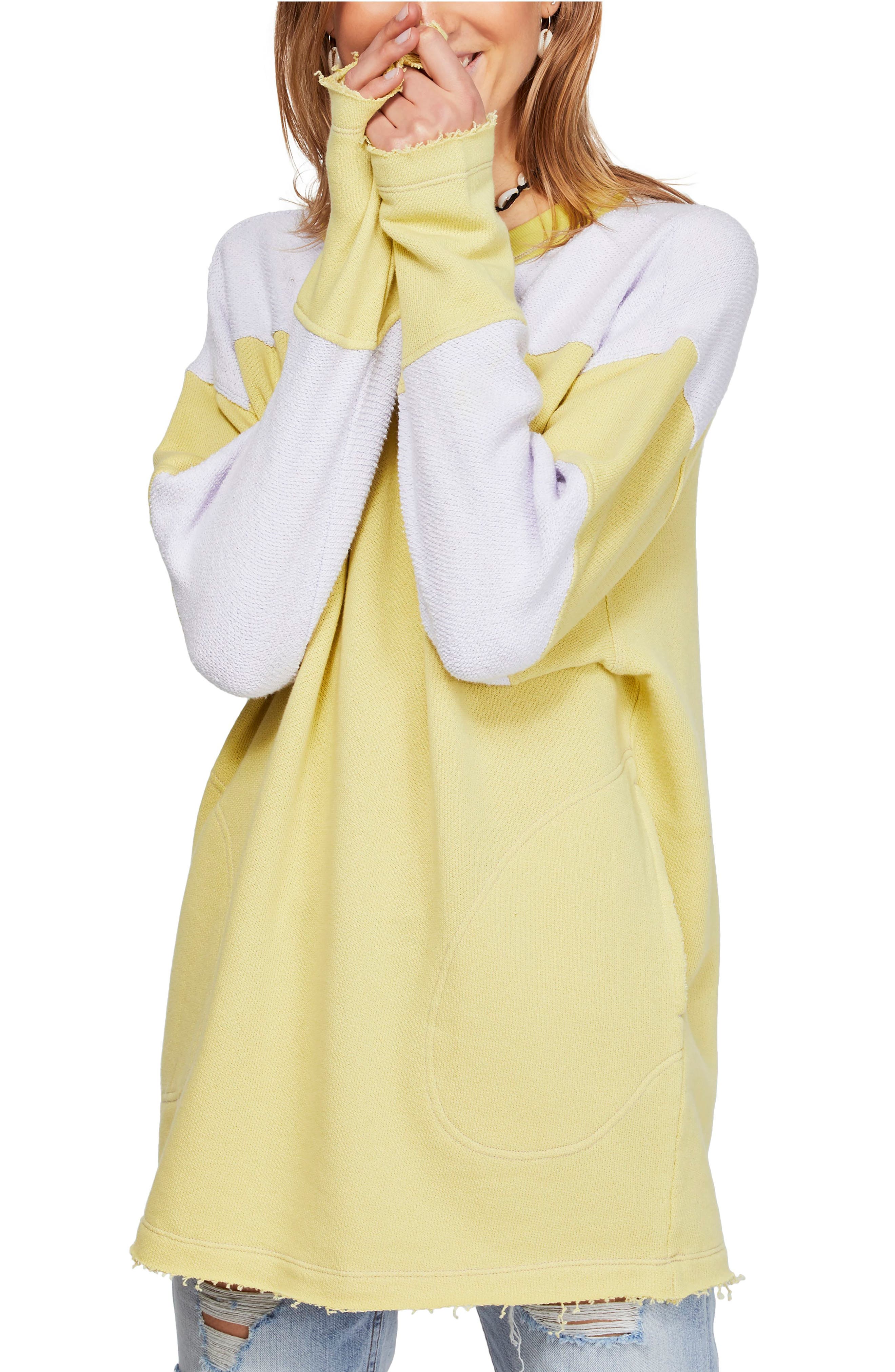 Free People Jordan Colorblocked Raw Edge Sweatshirt