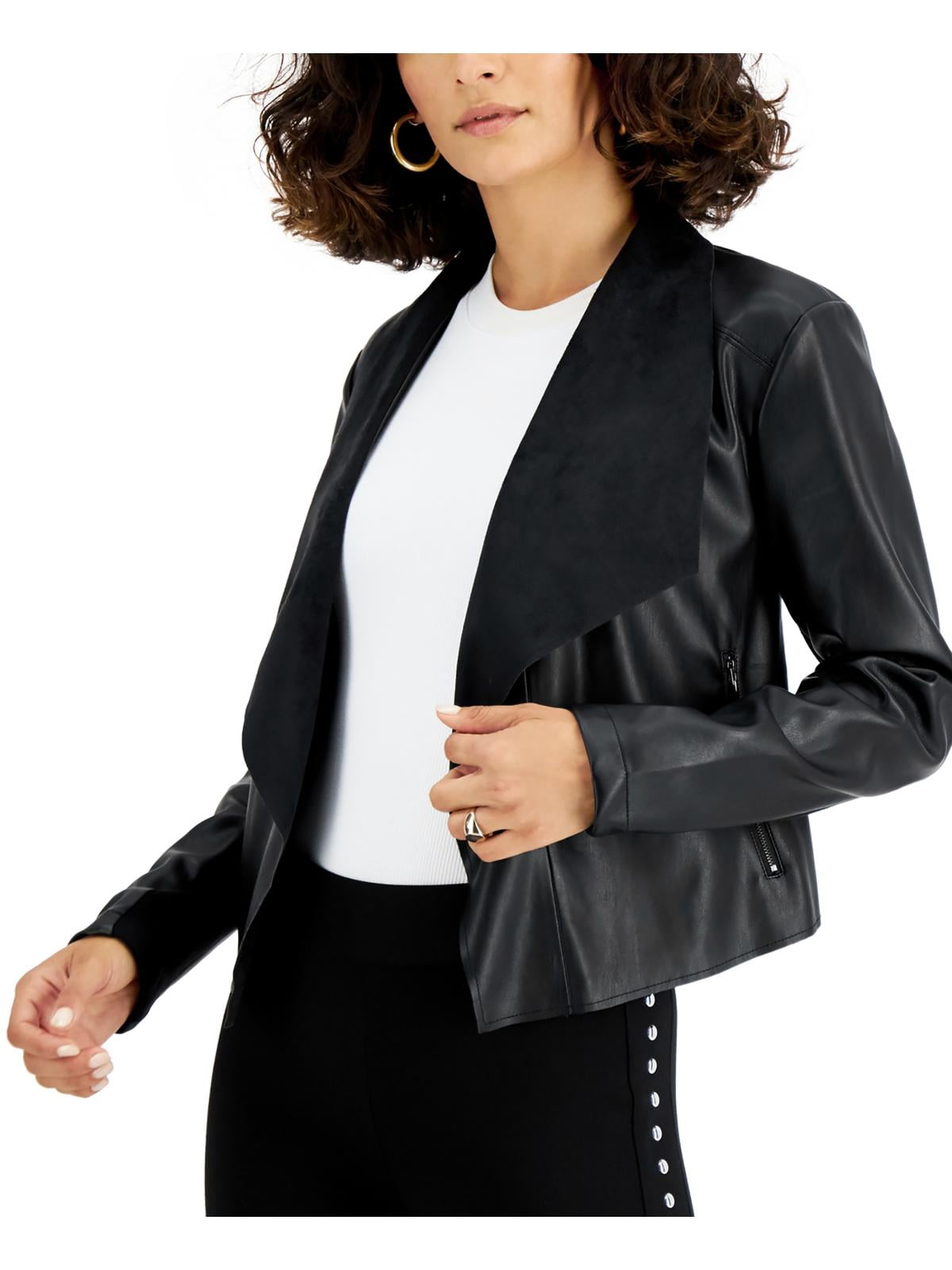 Petite Faux-Leather Flyaway Jacket