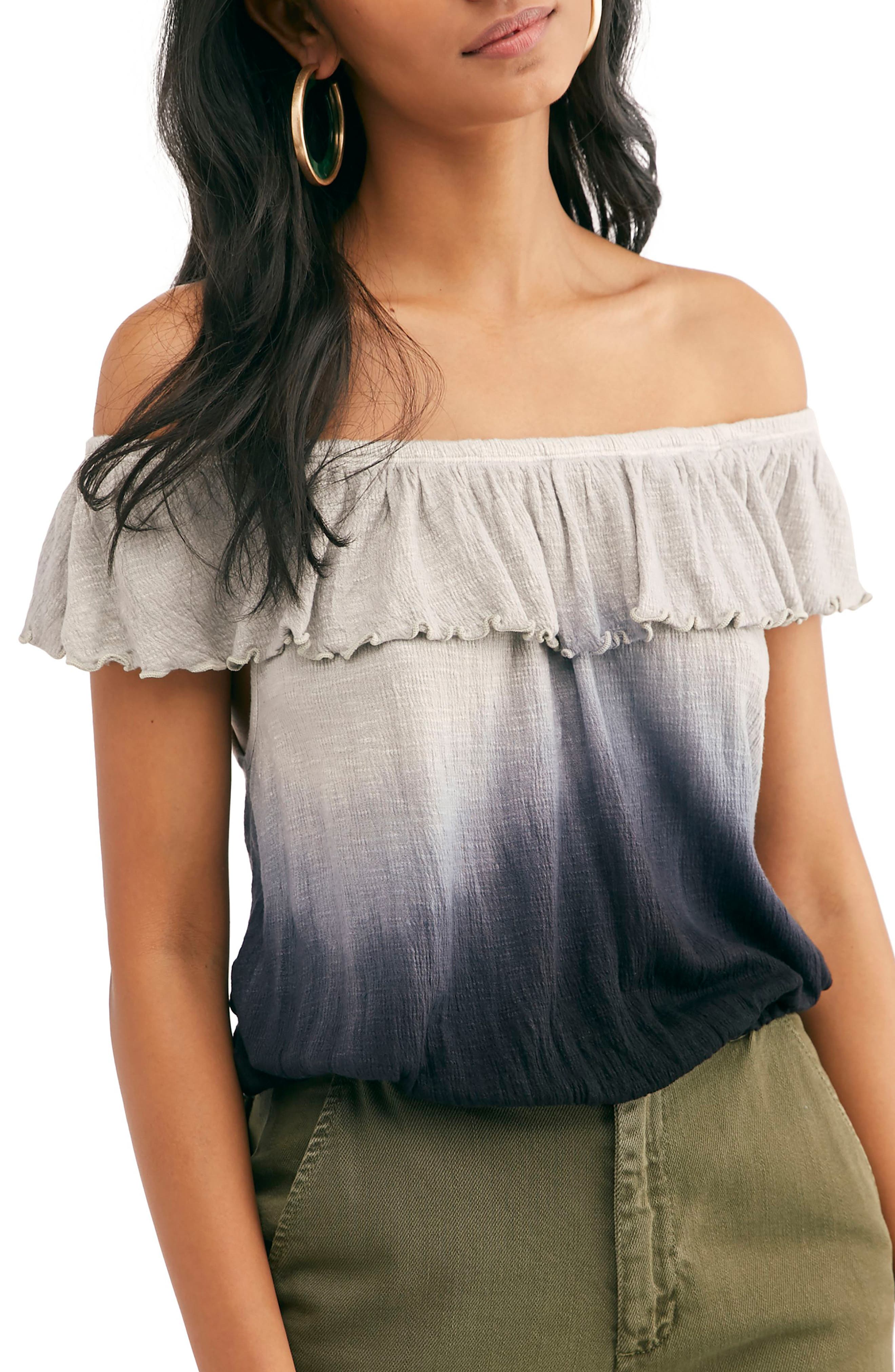 Free People Cora Lee Off The Shoulder Ombre Flounce Top