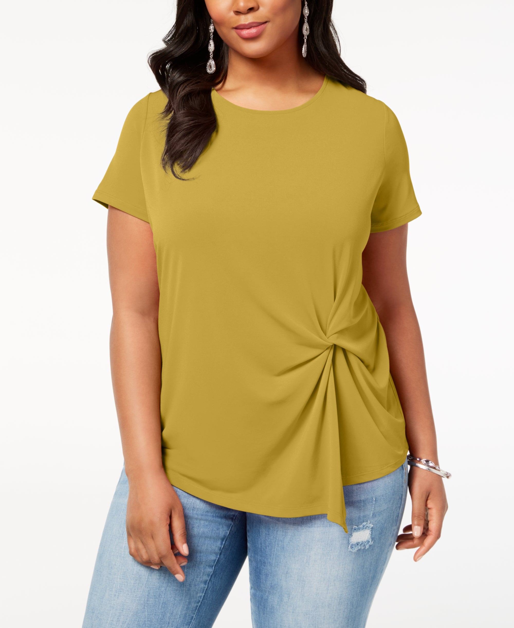 INC Plus Size Twisted Asymmetrical Top