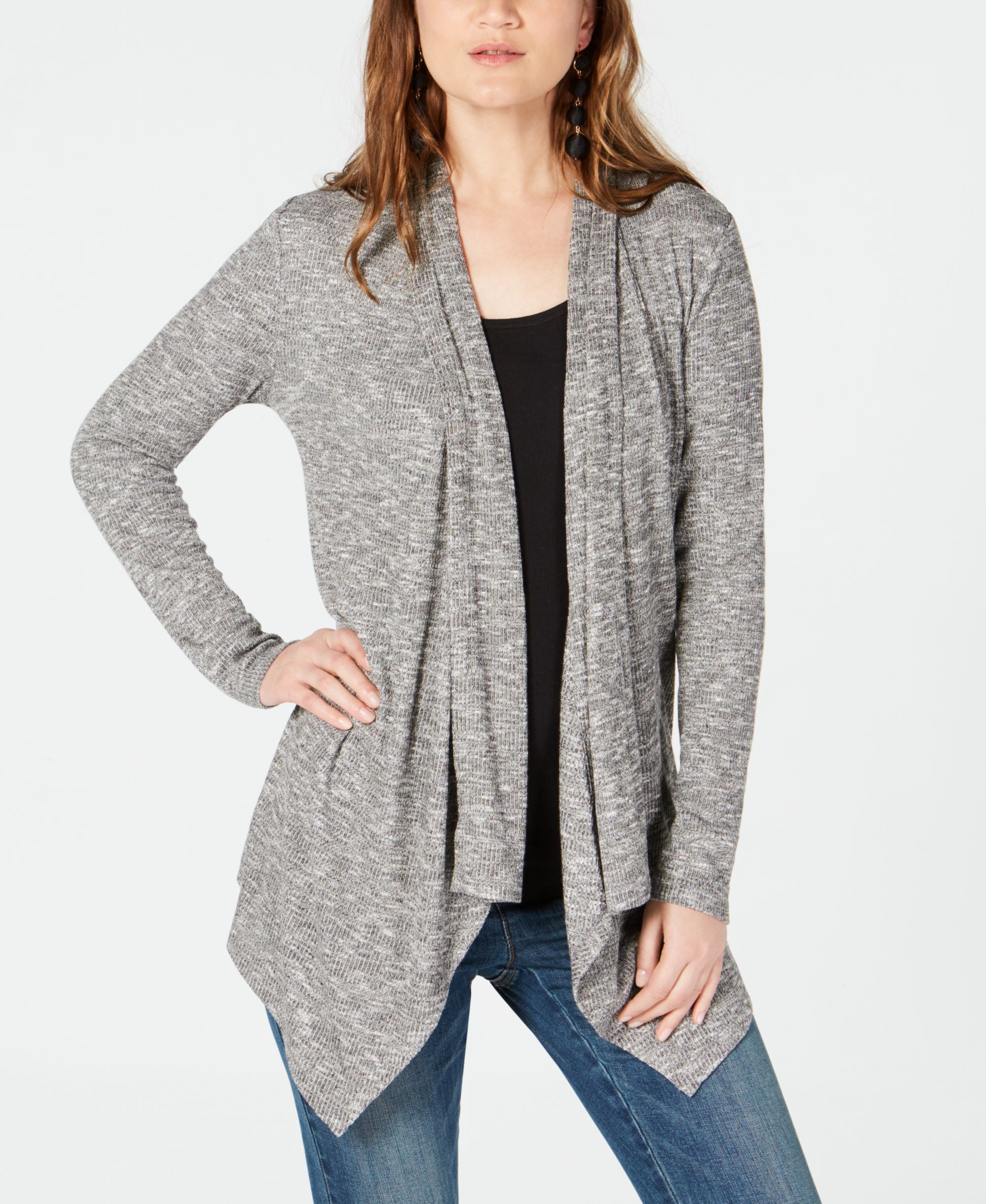 Draped Open Front Cardigan
