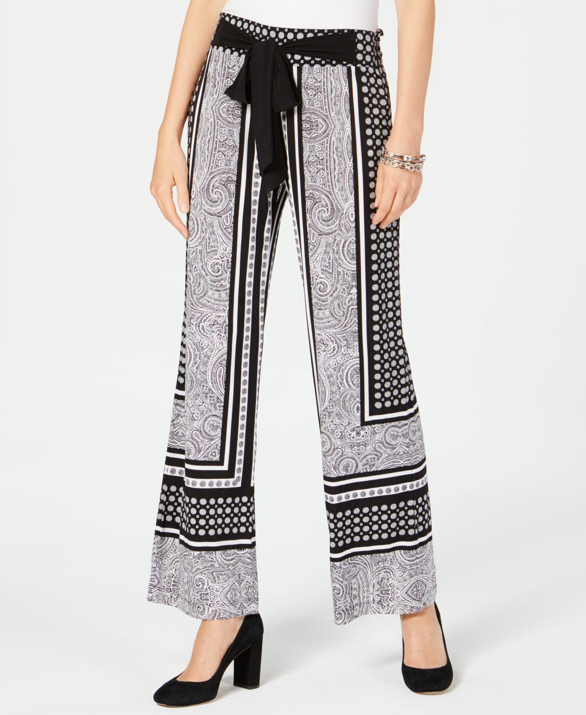INC Womens Printed Wide-Leg Casual Pants