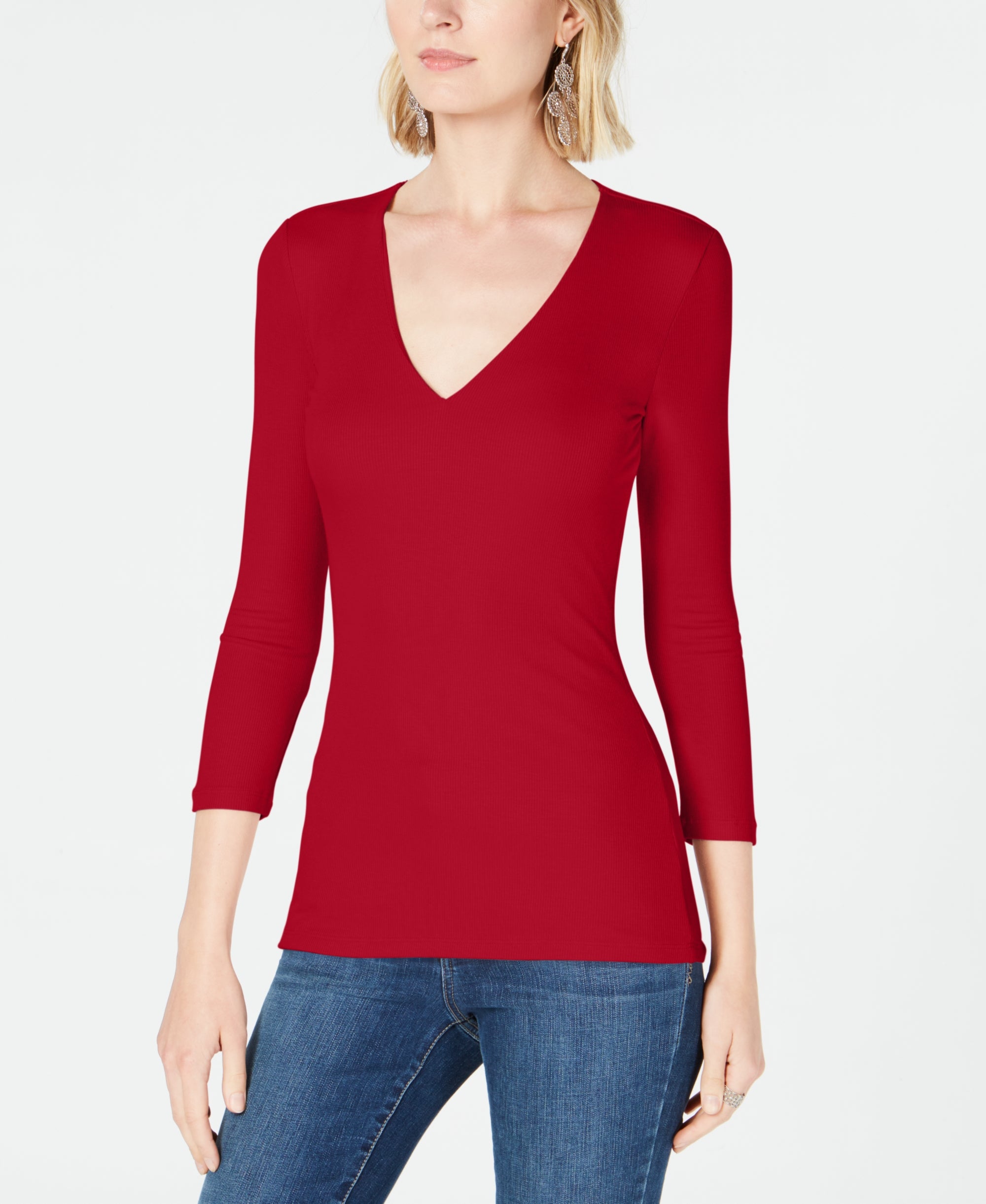 INC International Concepts Ribbed Top Real Red XXL