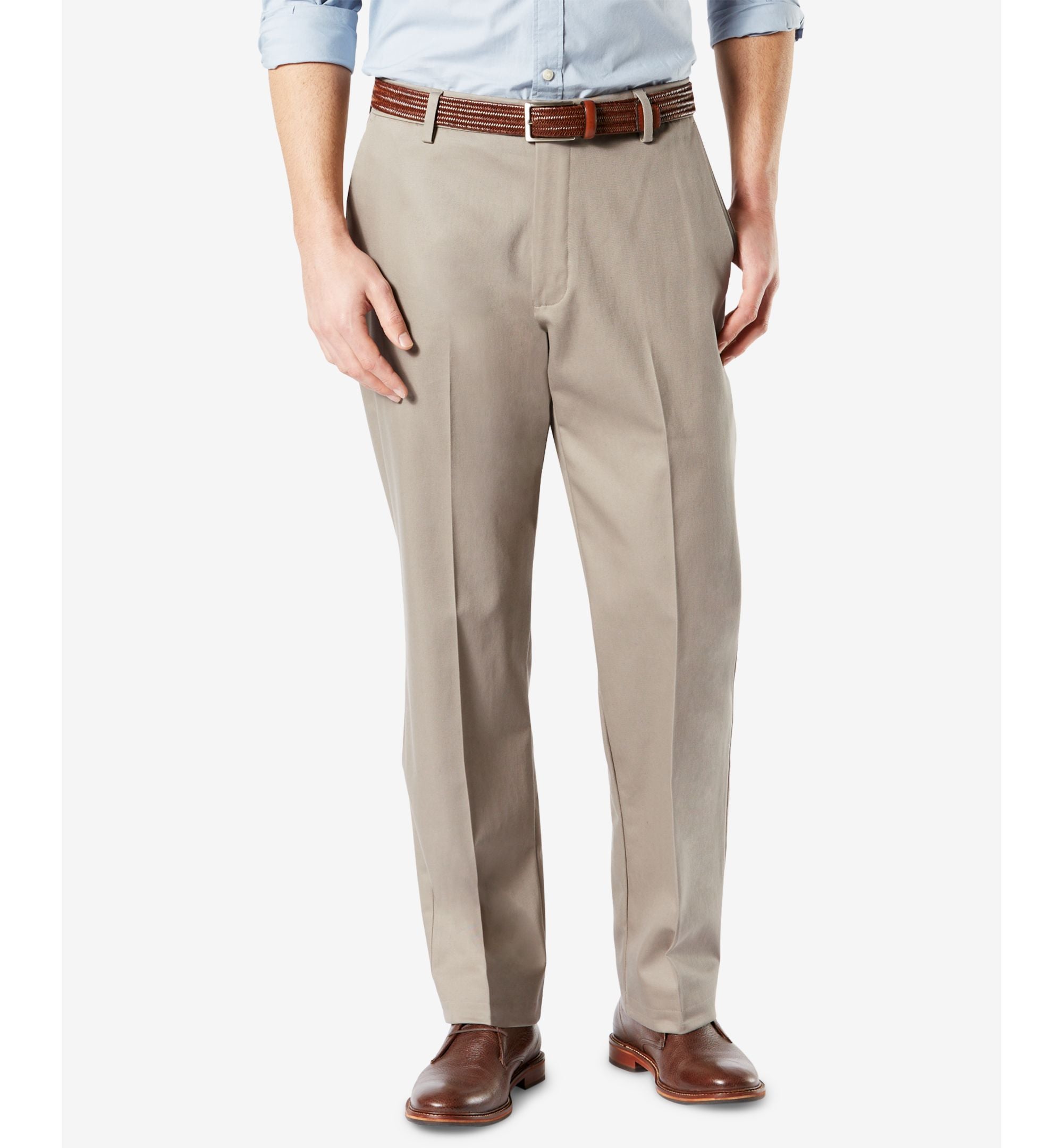 Men's Signature Lux Cotton Classic Fit Creased Stretch Khaki Pants