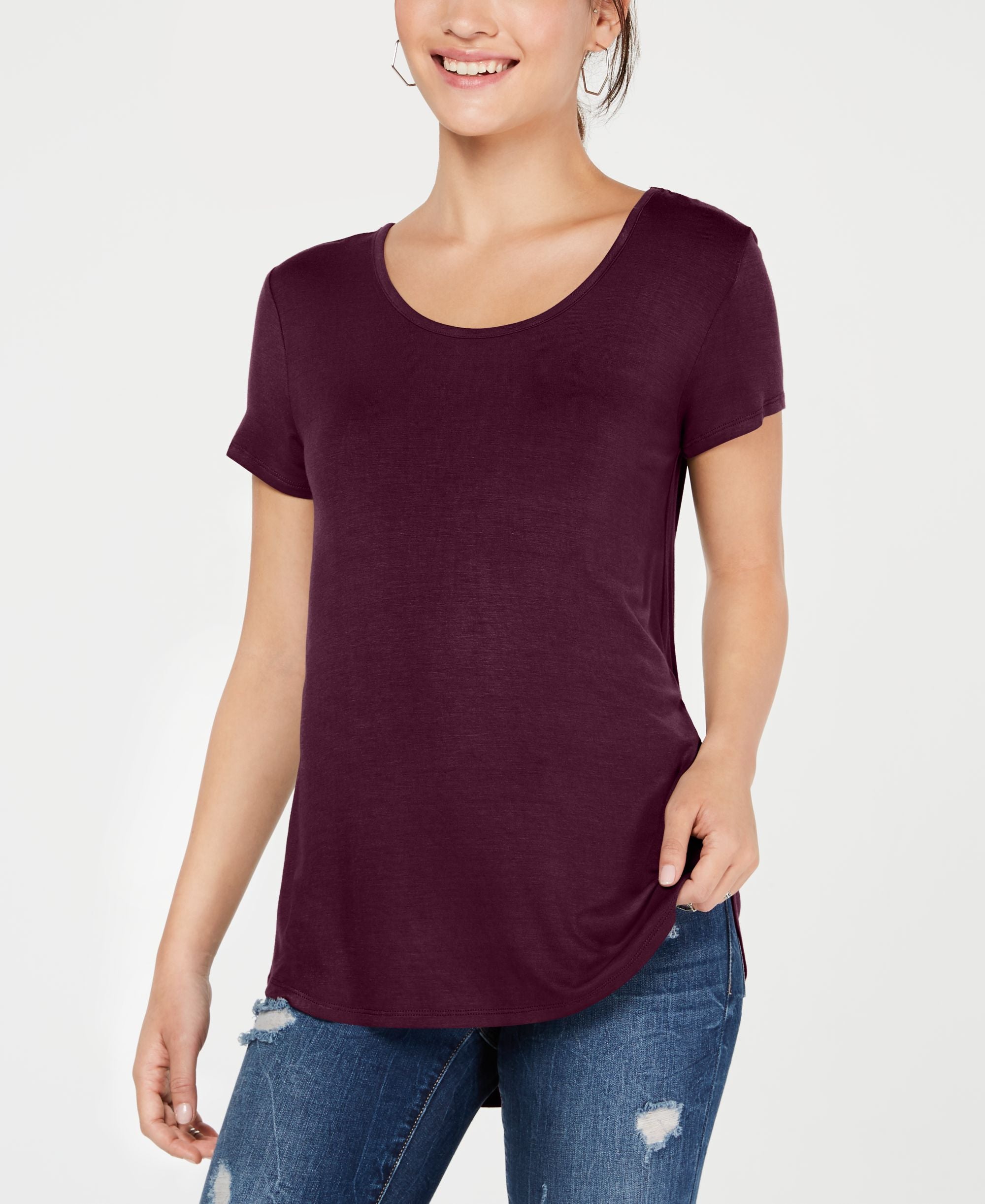 Hippie Rose Juniors Lace Up V Back T-Shirt