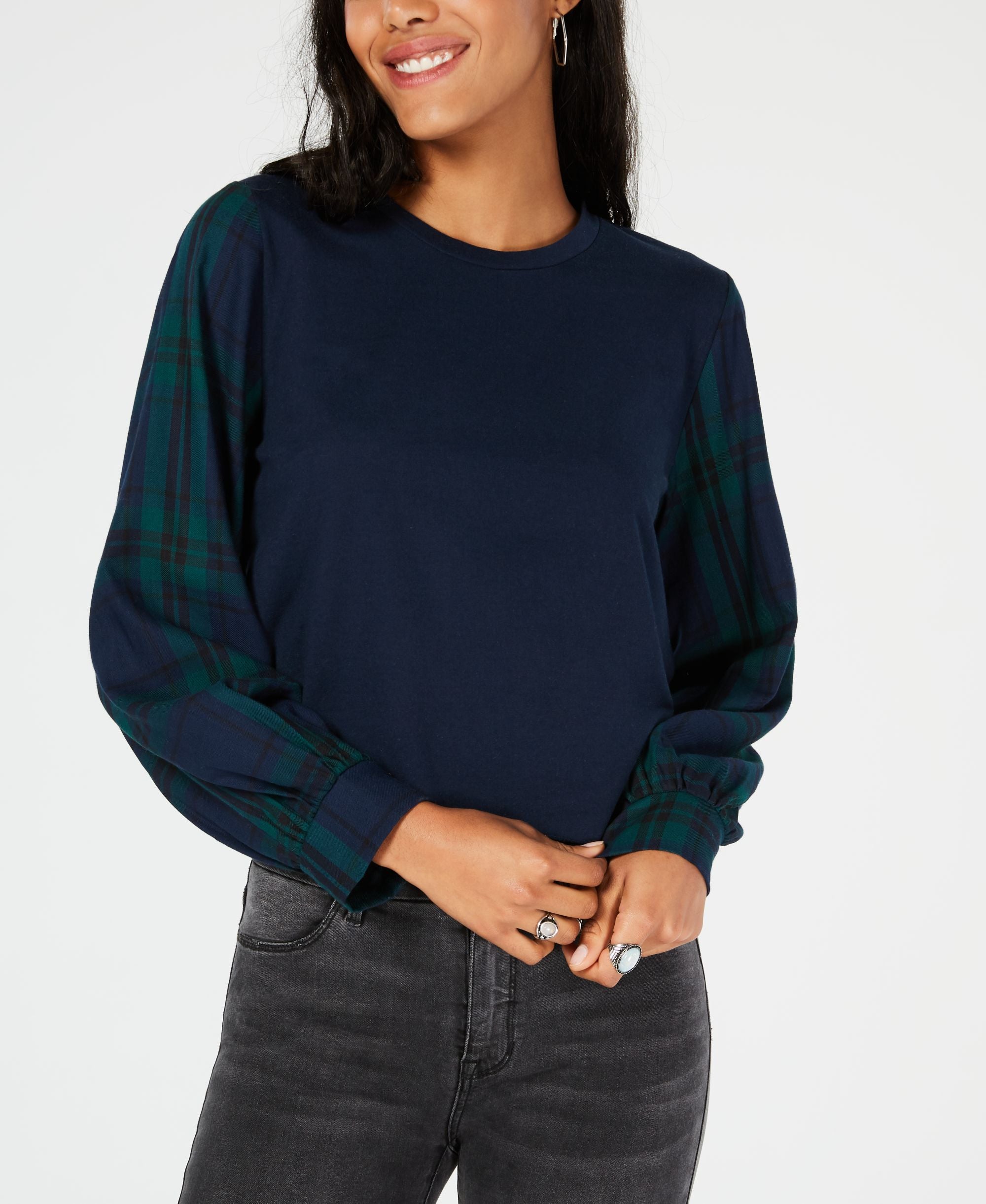 7 Sisters Juniors Mixed Media Sweatshirt