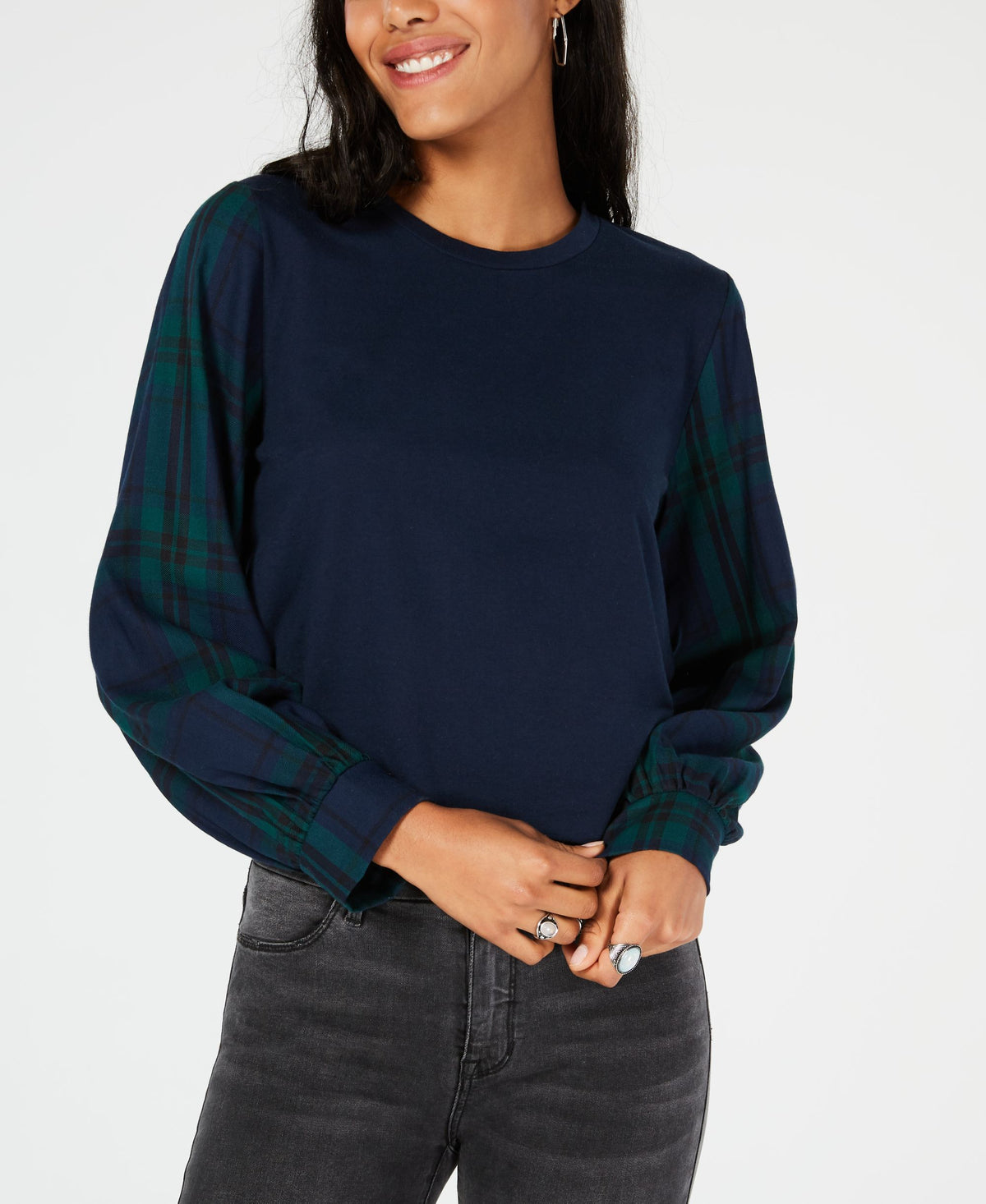 7 Sisters Juniors Mixed Media Sweatshirt