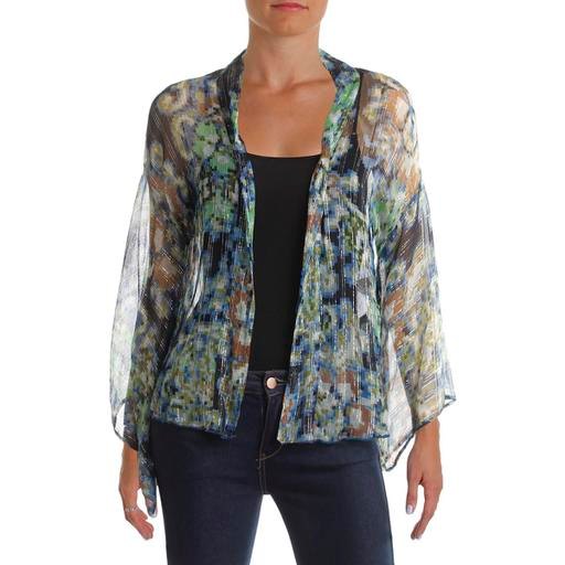 Free People Womens Fluer de Lis Metallc Printed Kimono