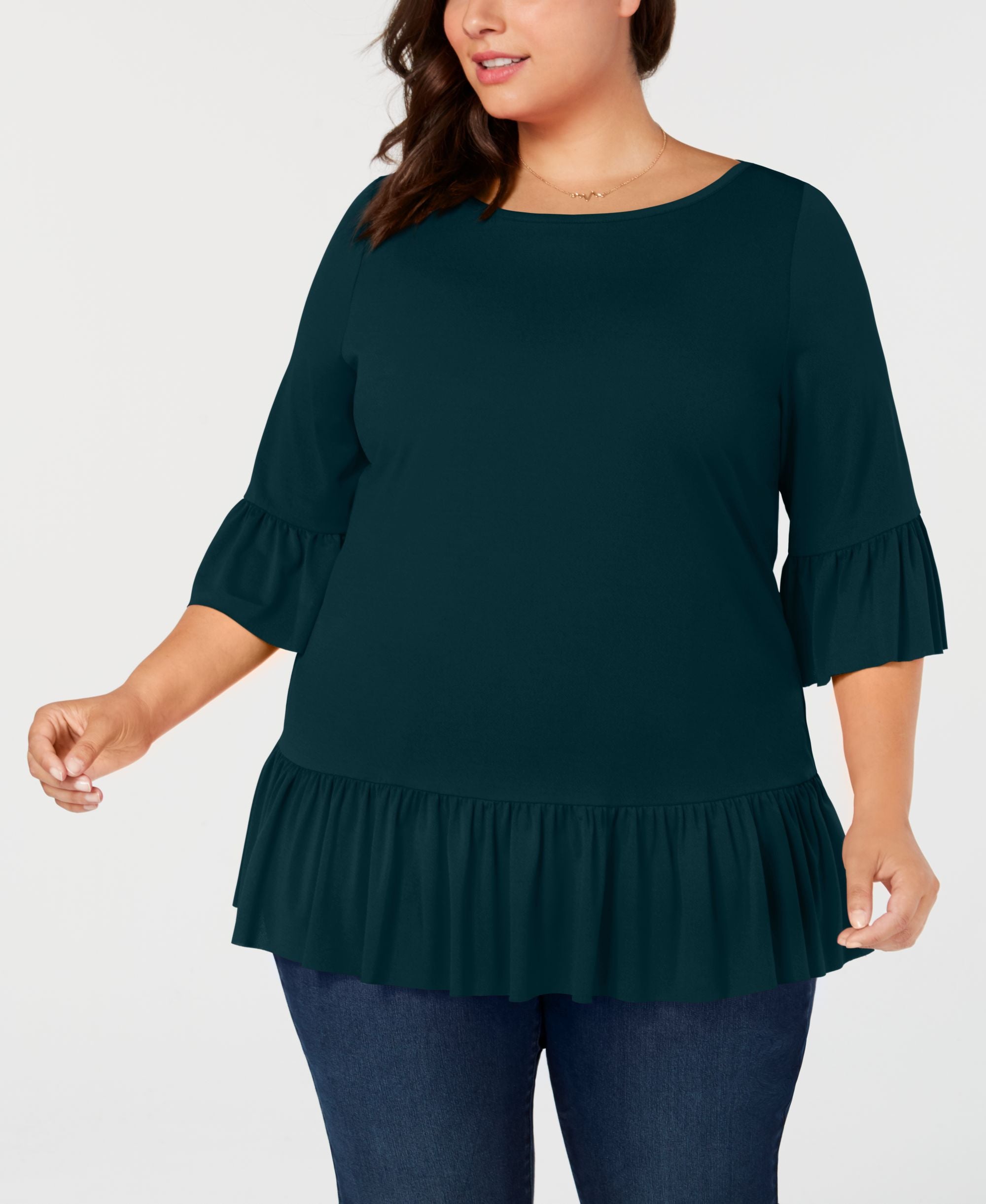 Belldini Black Label Plus Size Ruffle Hem Tunic