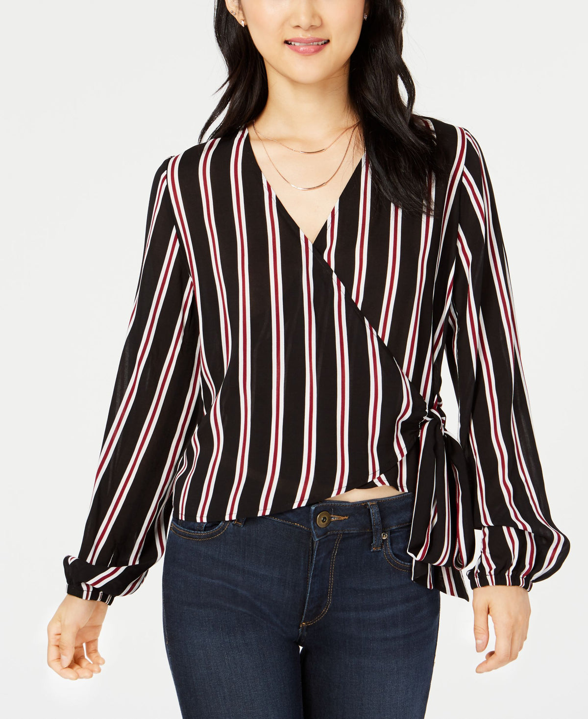 Project 28 Nyc Striped Wrap Blouse