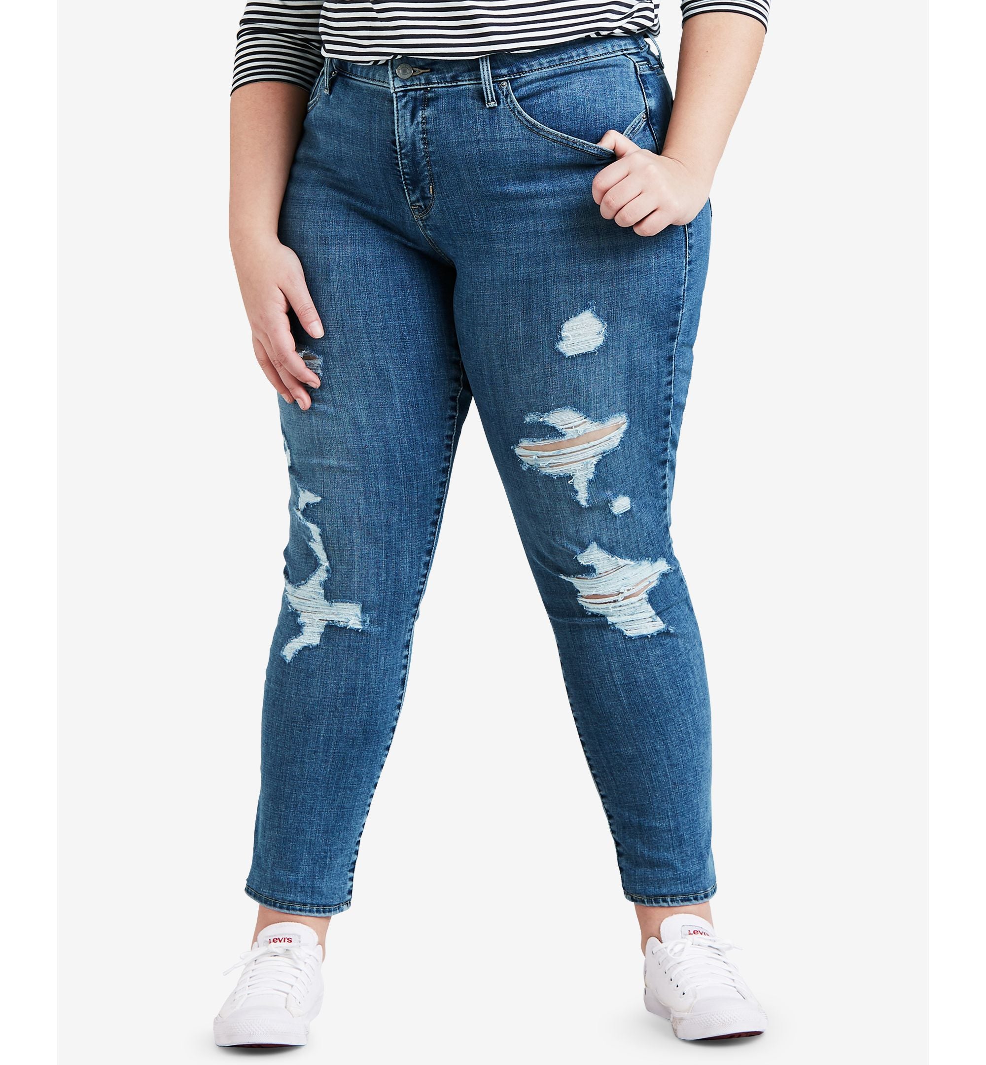 Levis Plus Size 311 Distressed Shaping Skinny Jeans
