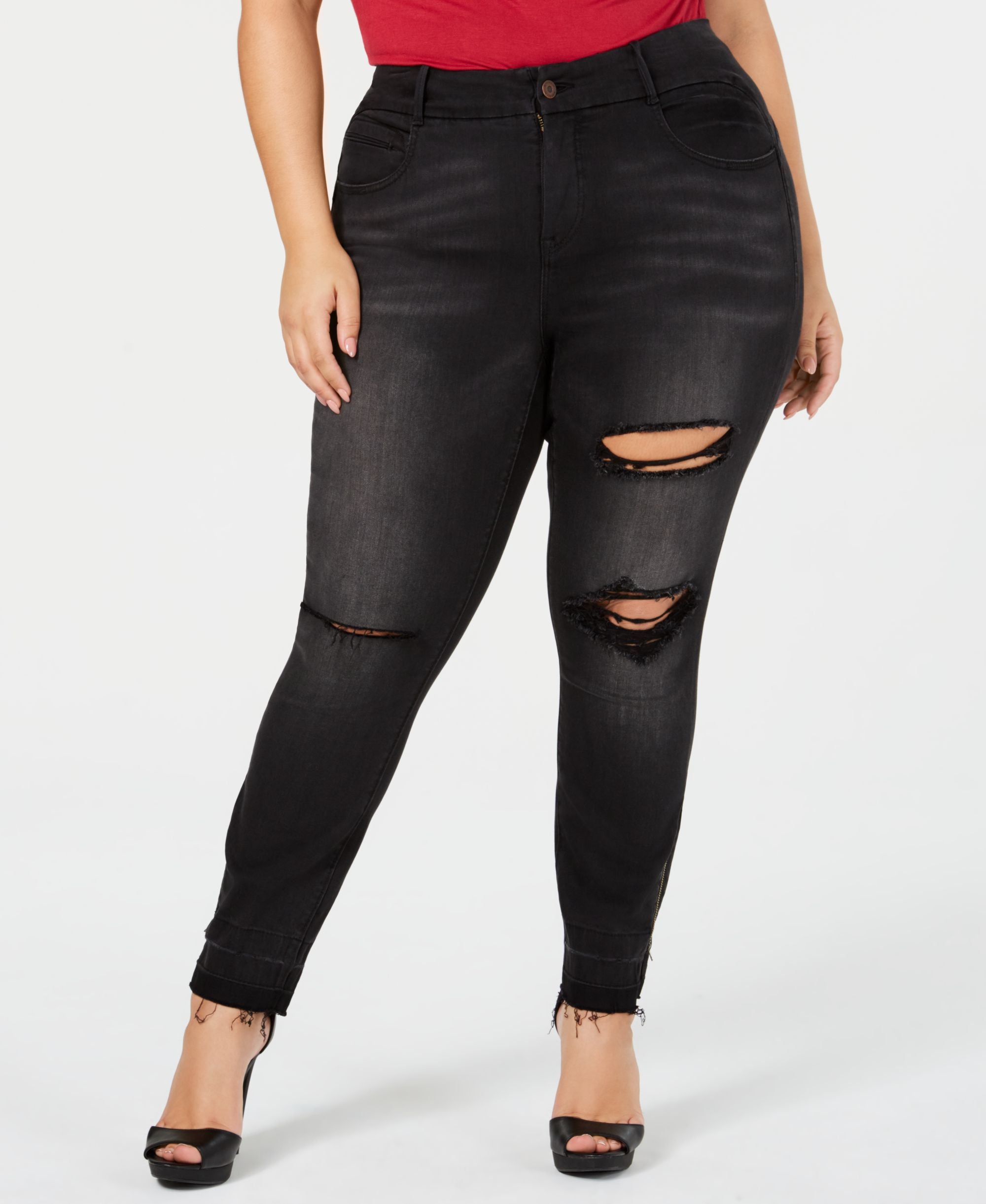 Ysj Plus Size Ripped Skinny Ankle Jeans