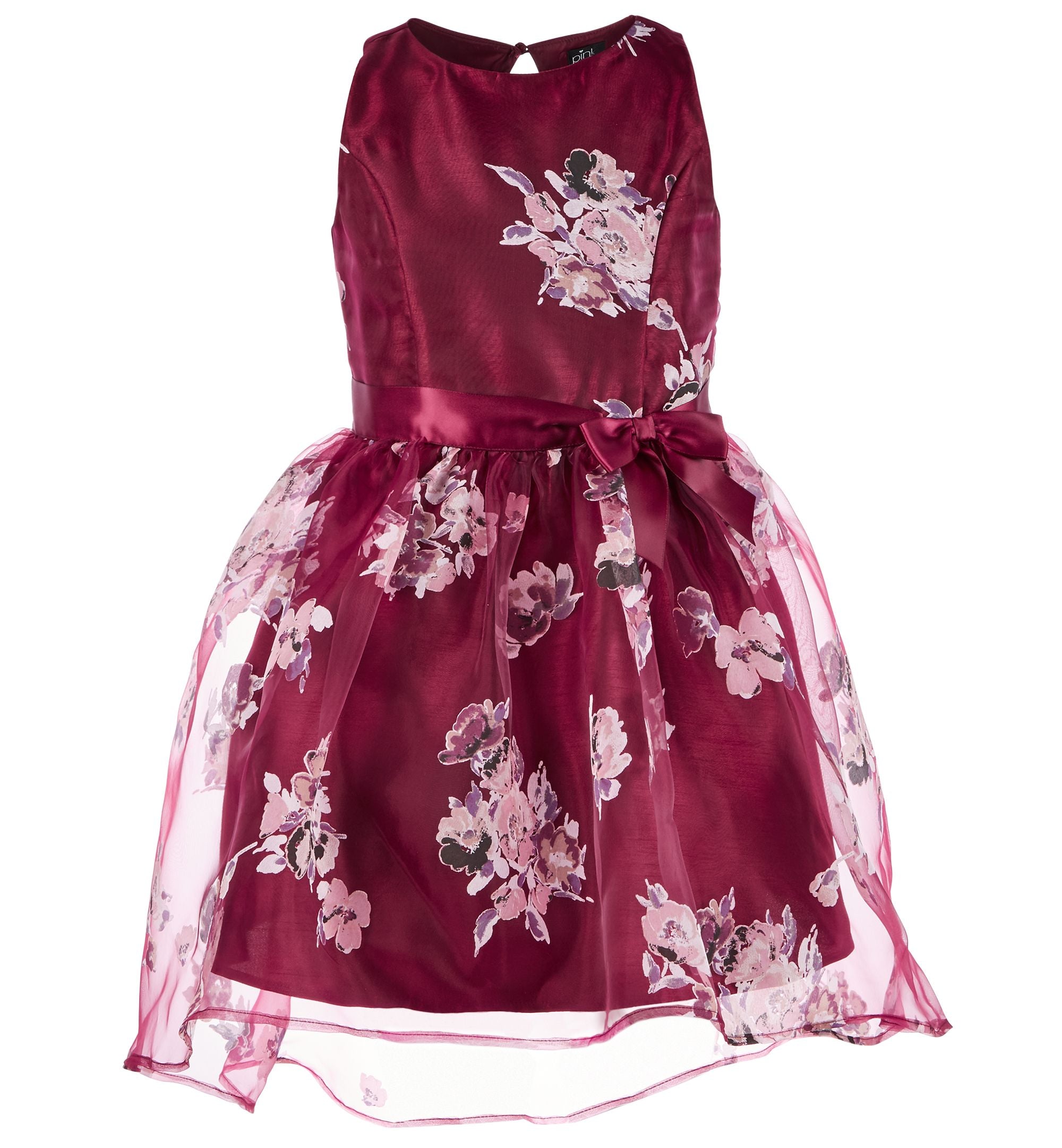 Pink Violet Big Girls Floral Print Dress
