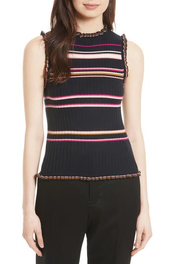 Rebecca Taylor Striped Ribbed Tank