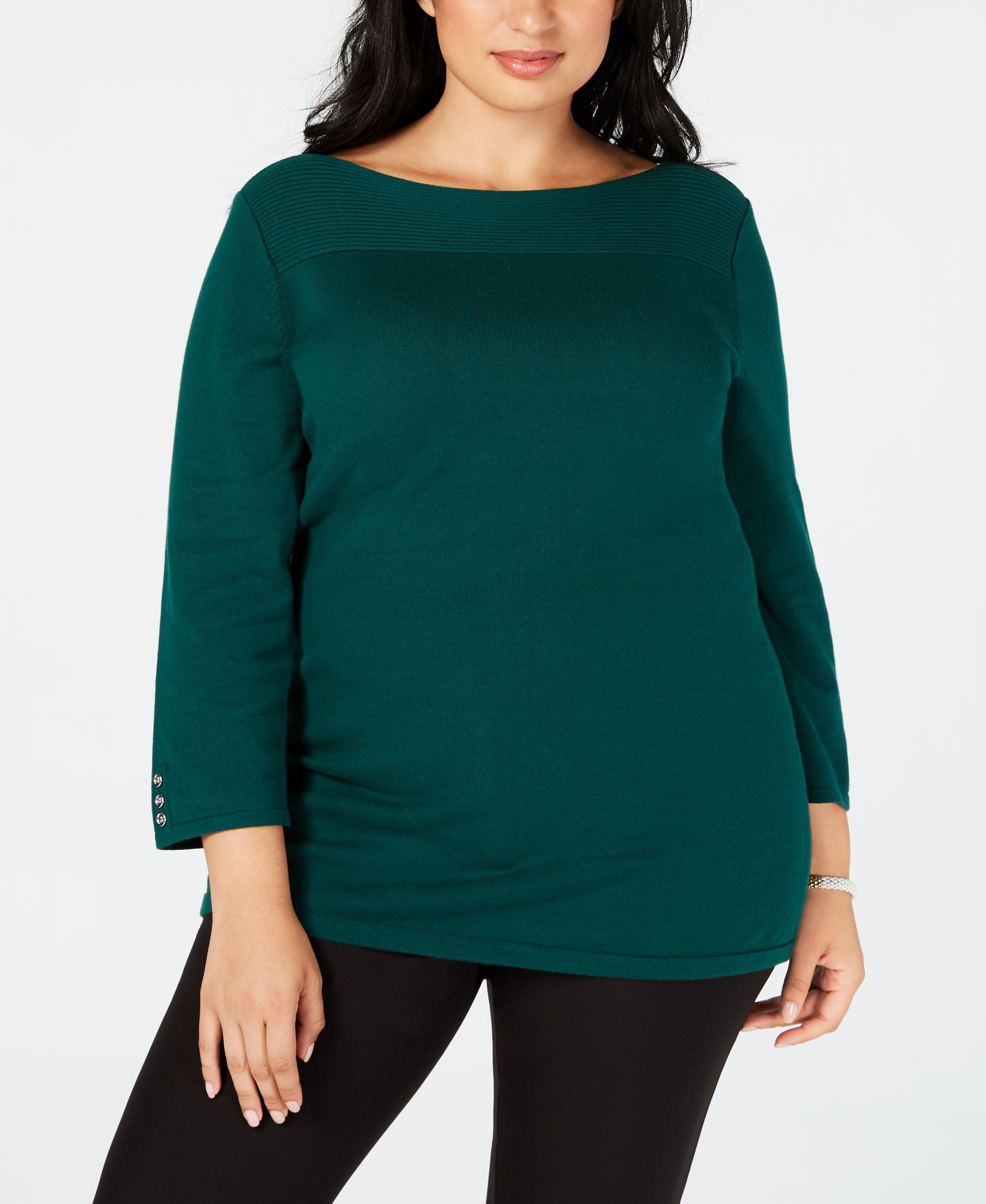 Karen Scott Plus Size Cotton Boat Neck Sweater