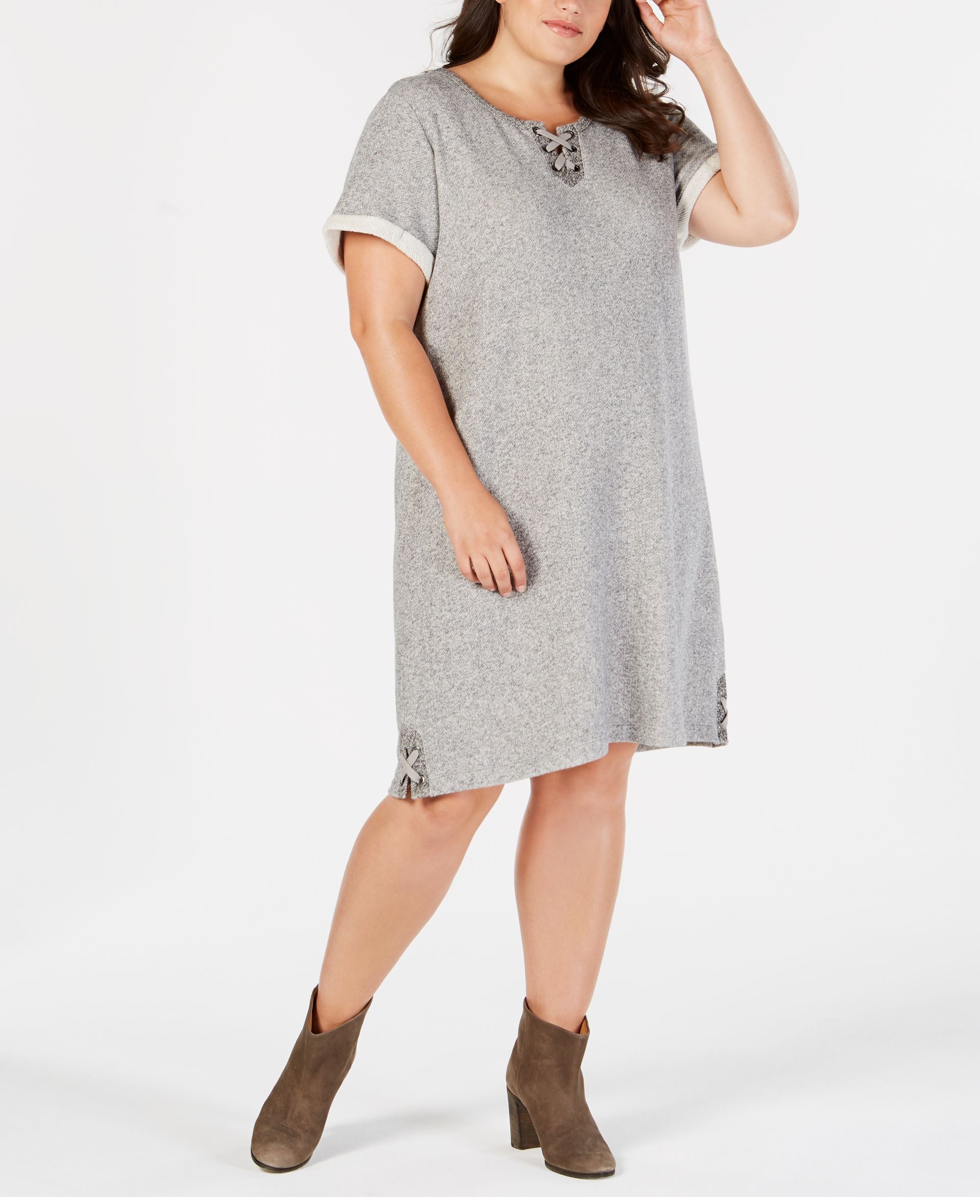 Style & Co Plus Size Lace Up Swing Dress