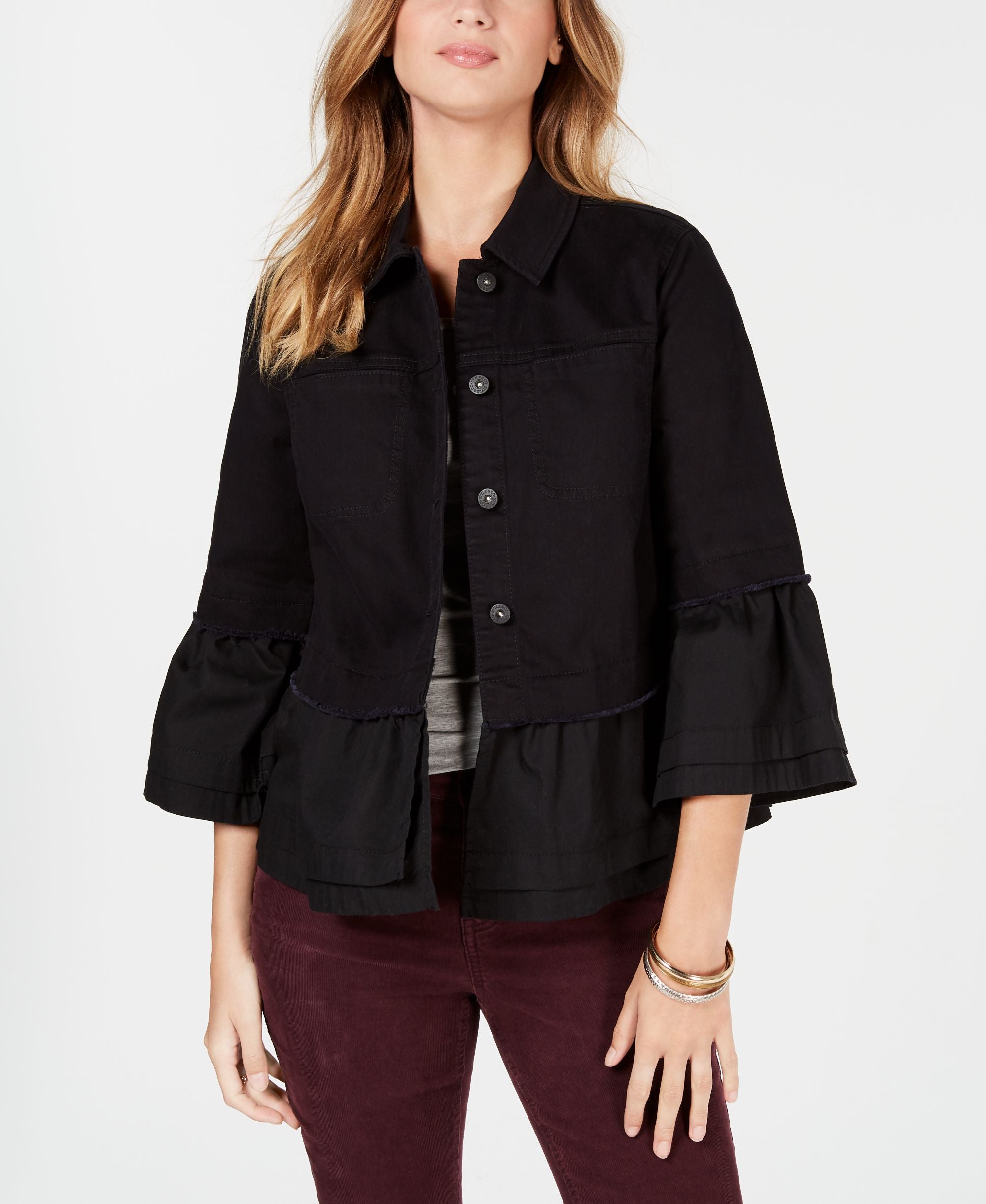 Style & Co Ruffled Denim Jacket