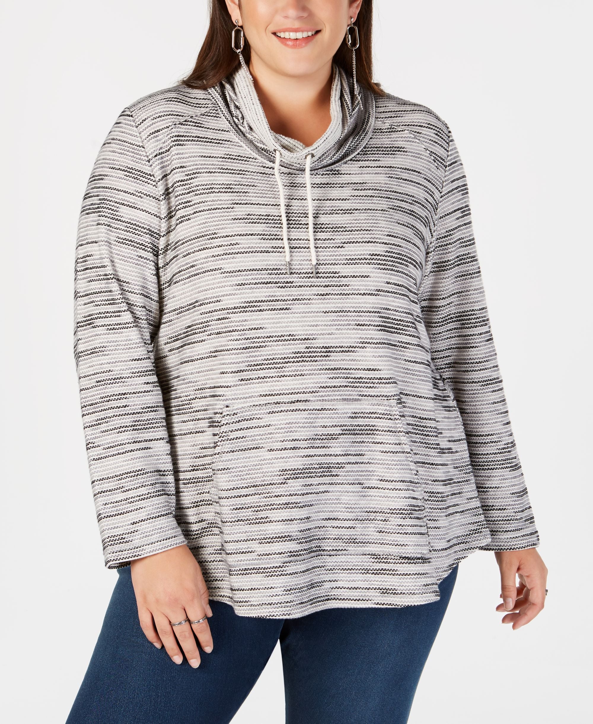 Style & Co Plus Size Space Dyed Cowl Neck Sweatshirt