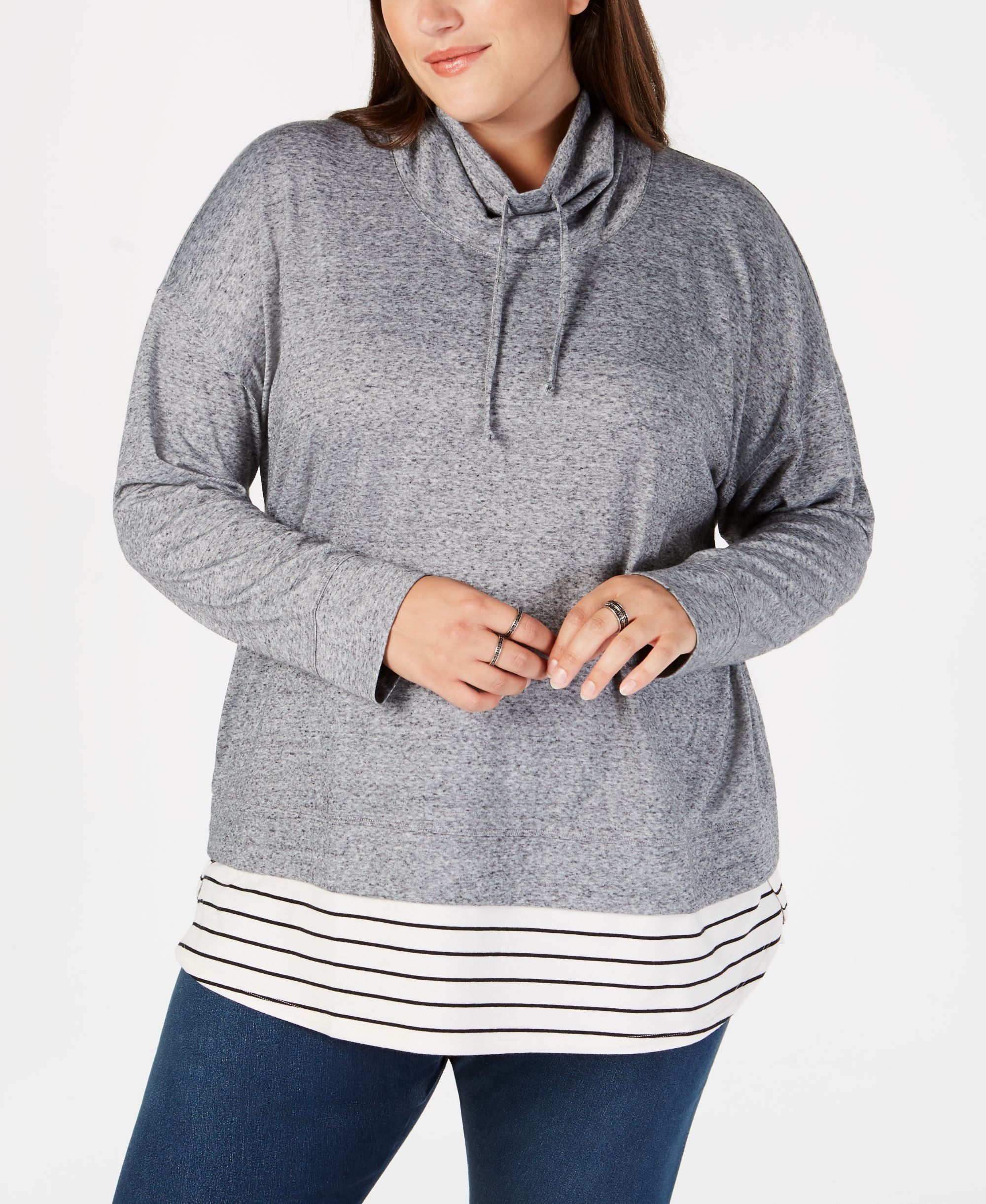 Style & Co Plus Size Funnel Neck Layered Look Top