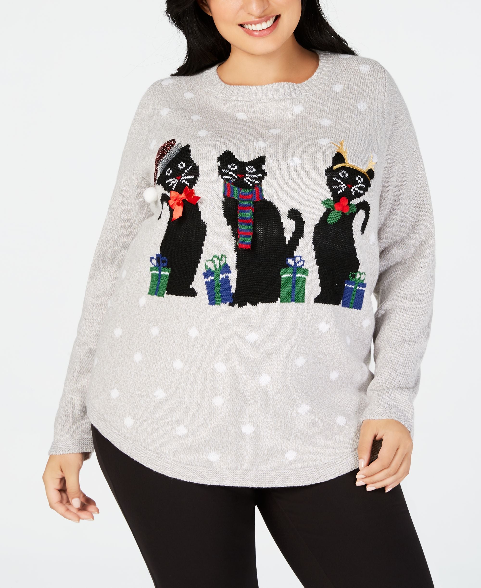 Karen Scott Plus Size Holiday Cat Sweater