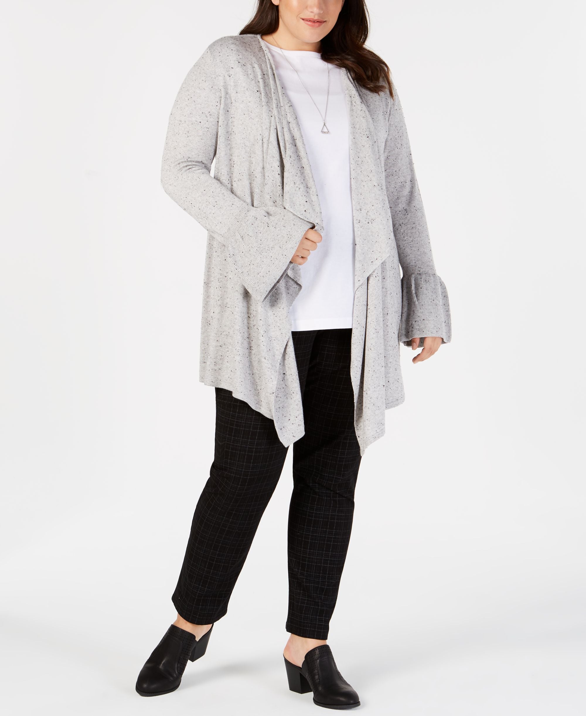 Plus Size Ruffled-Sleeve Open-Front Cardigan