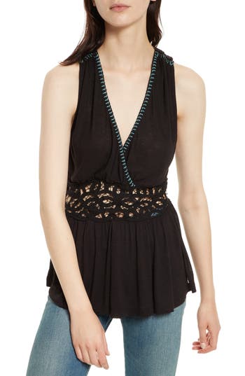 Free People Womens Megan Peplum Knit Blouse