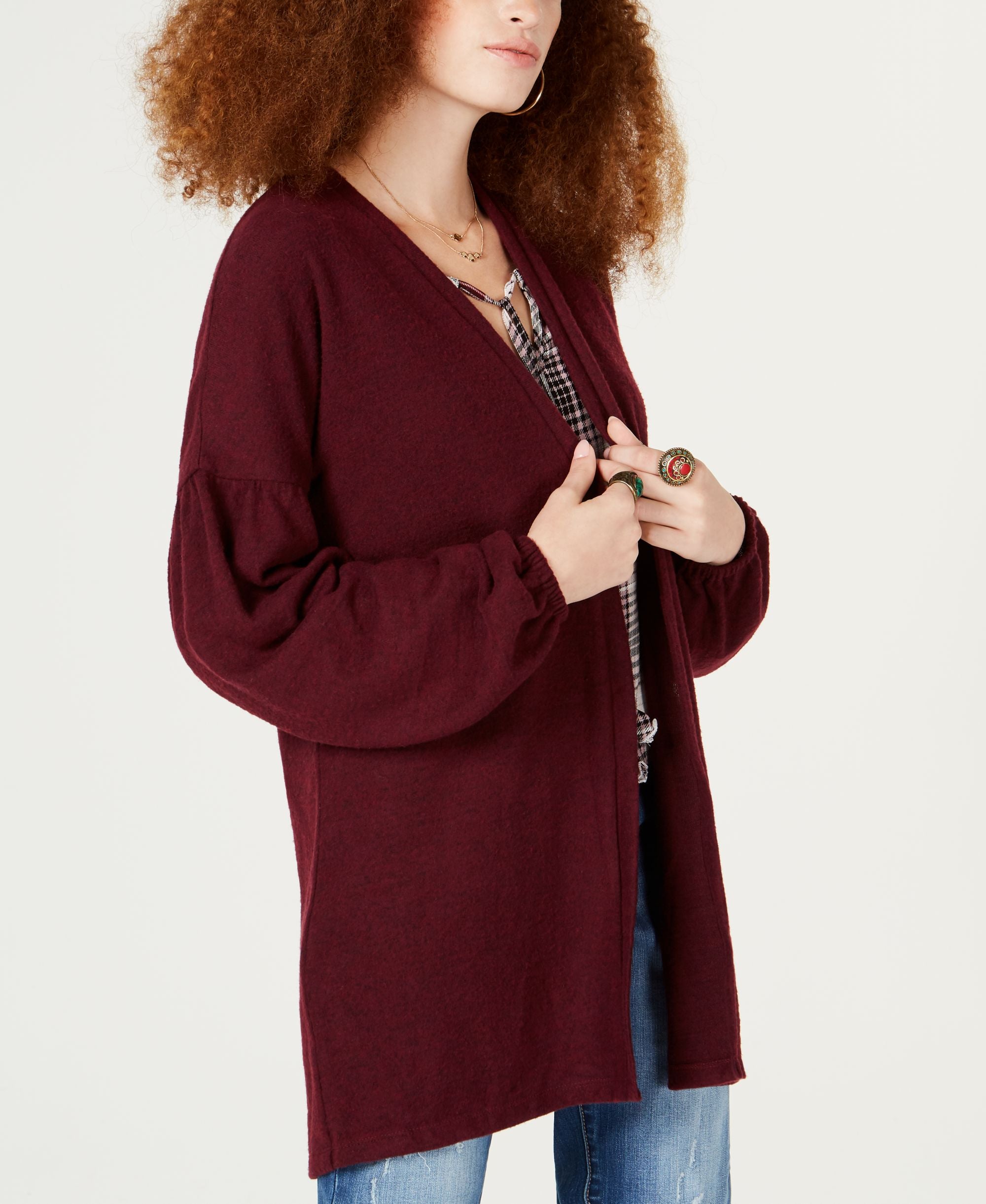 American Rag Juniors Open Front Blouson Sleeve Cardigan