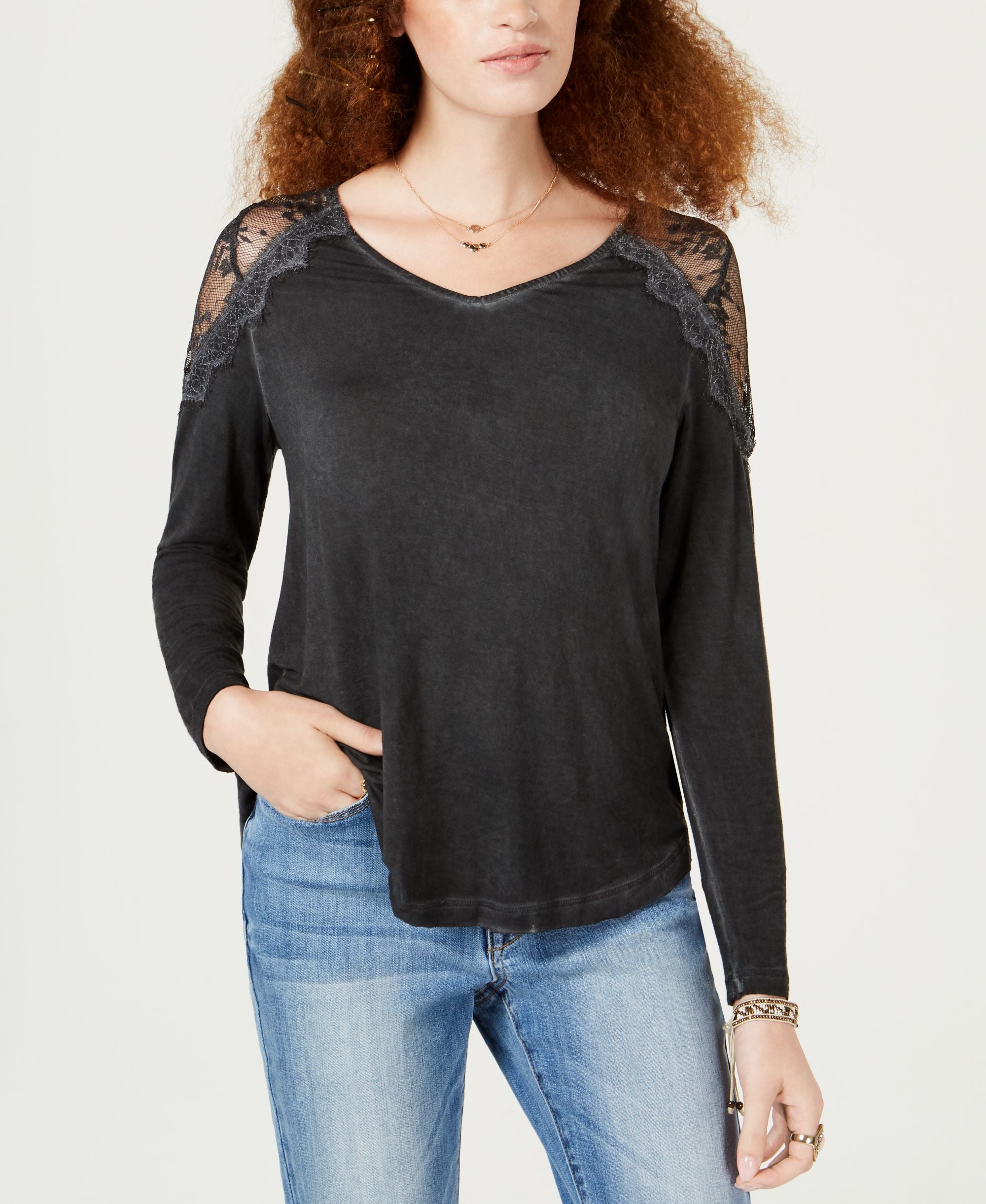 American Rag Juniors Lace Shoulder Strap Back Top