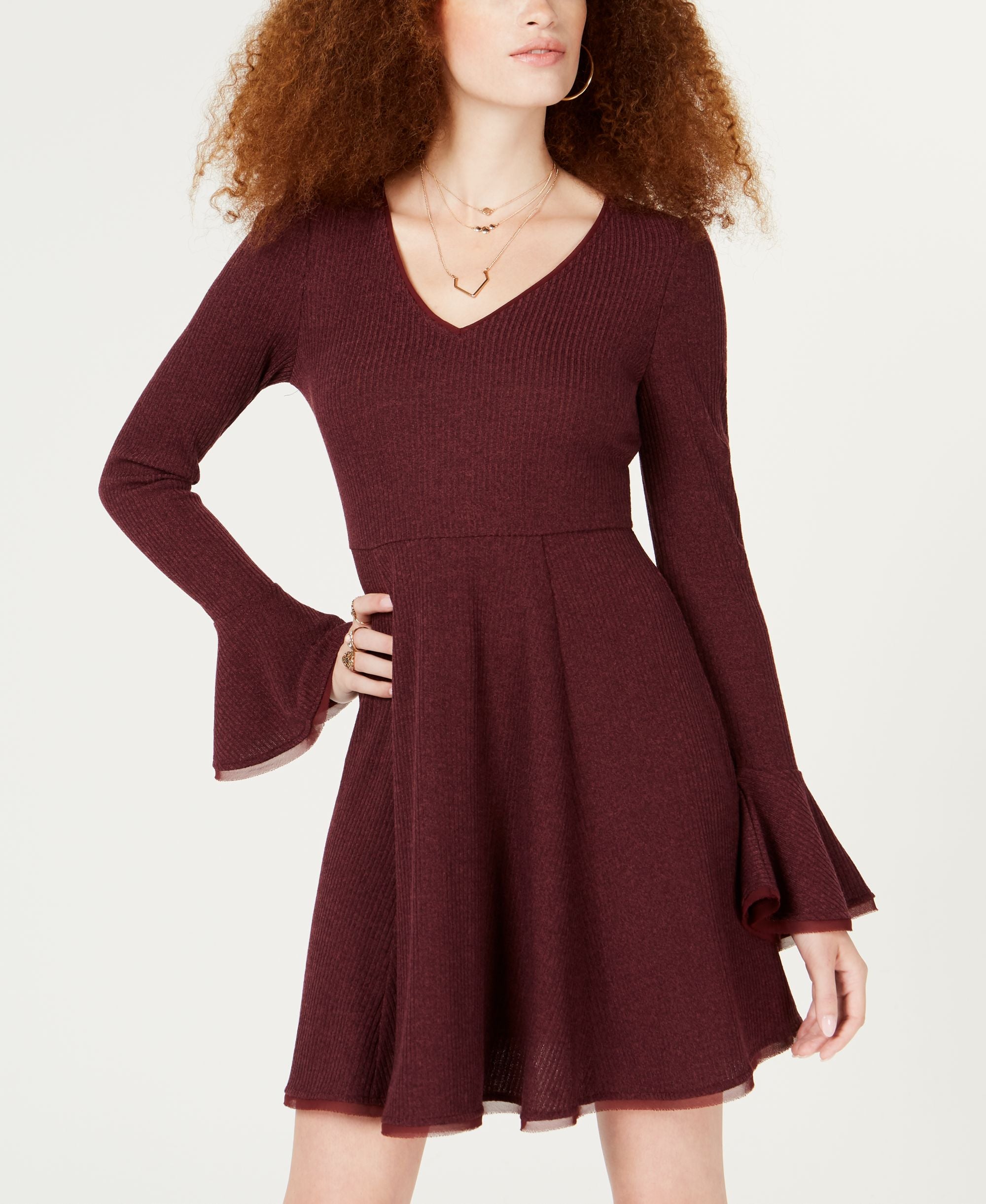American Rag Juniors Ribbed Bell Sleeve Dress