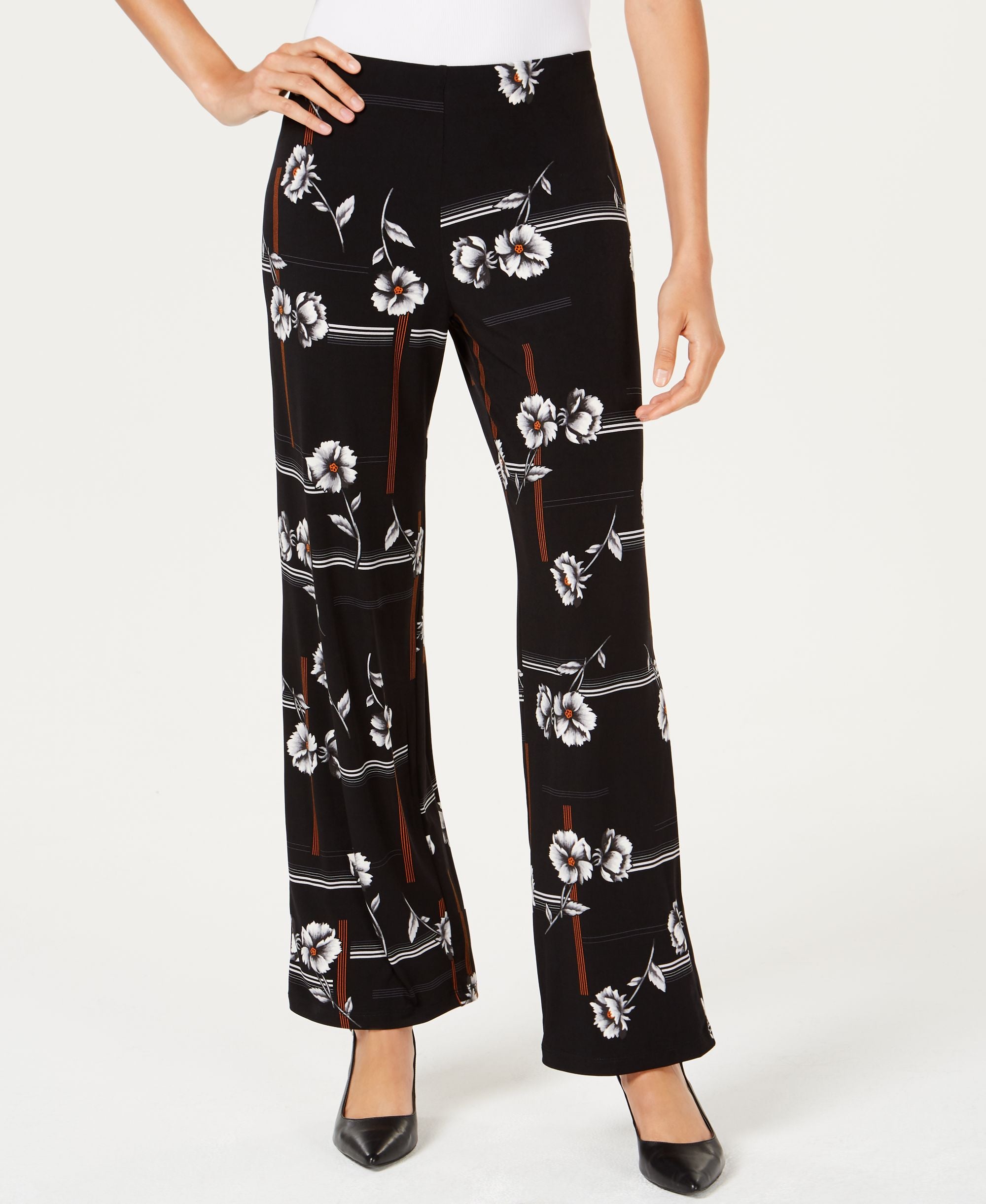 Alfani Petite Printed Wide Leg Pants