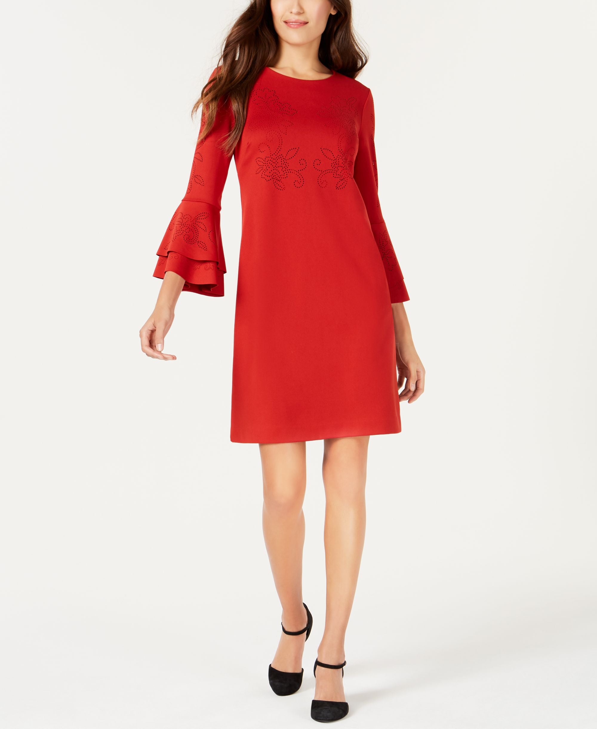 Alfani Petite Lasercut Bell Sleeve Dress