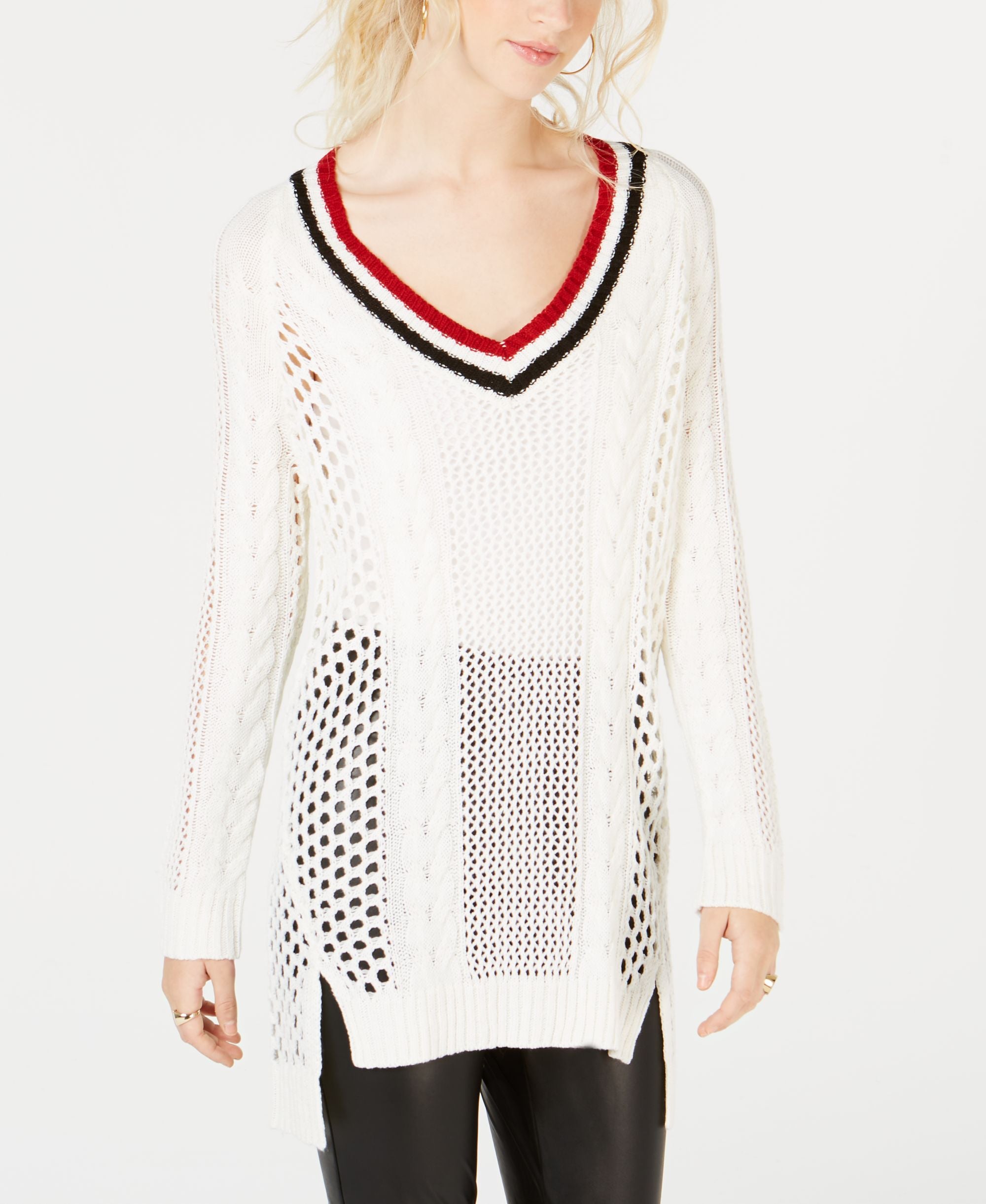 by Ikeddi Juniors' Pointelle Varsity Tunic Sweater