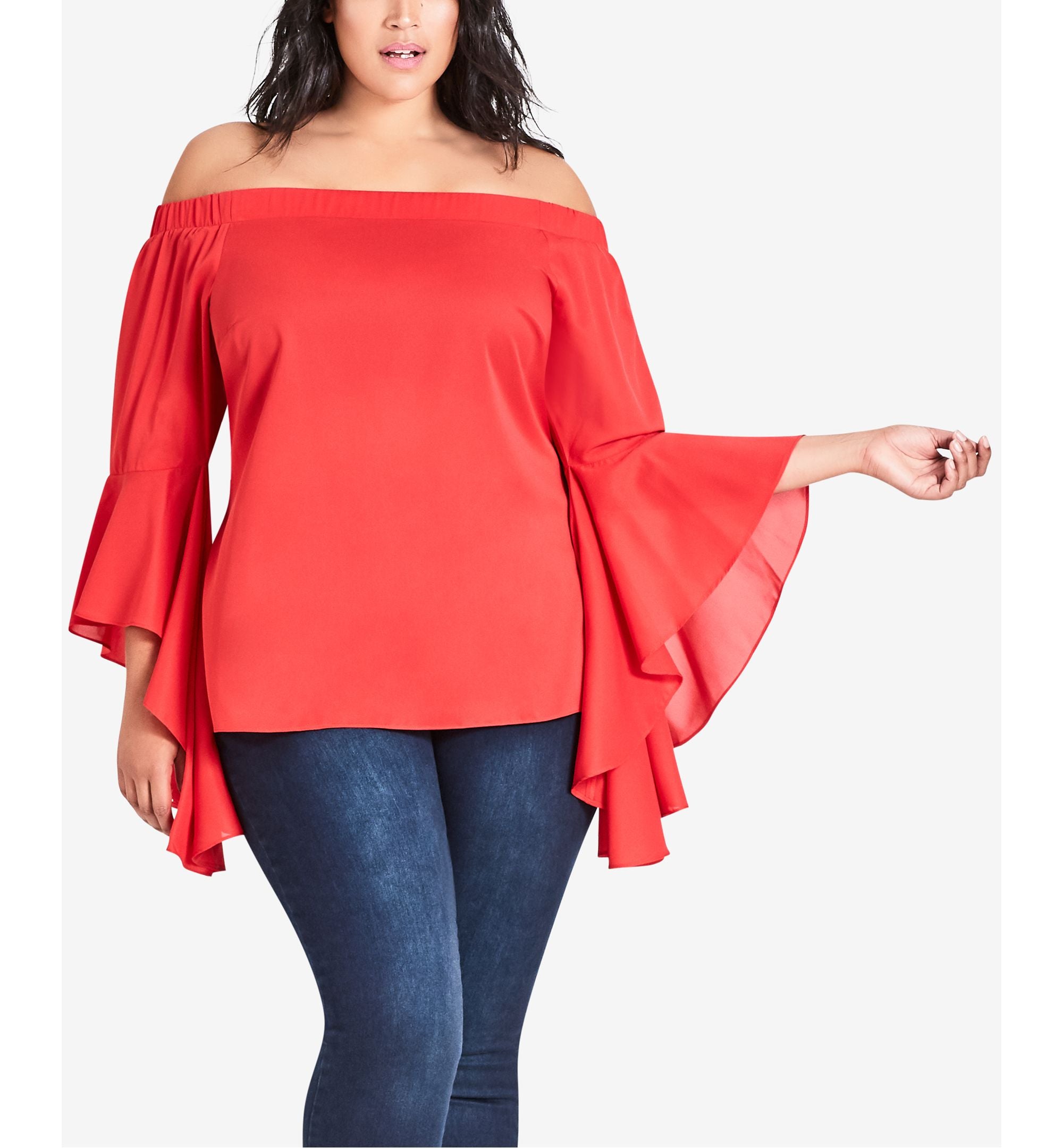 City Chic Trendy Plus Size Dramatic Sleeve Top