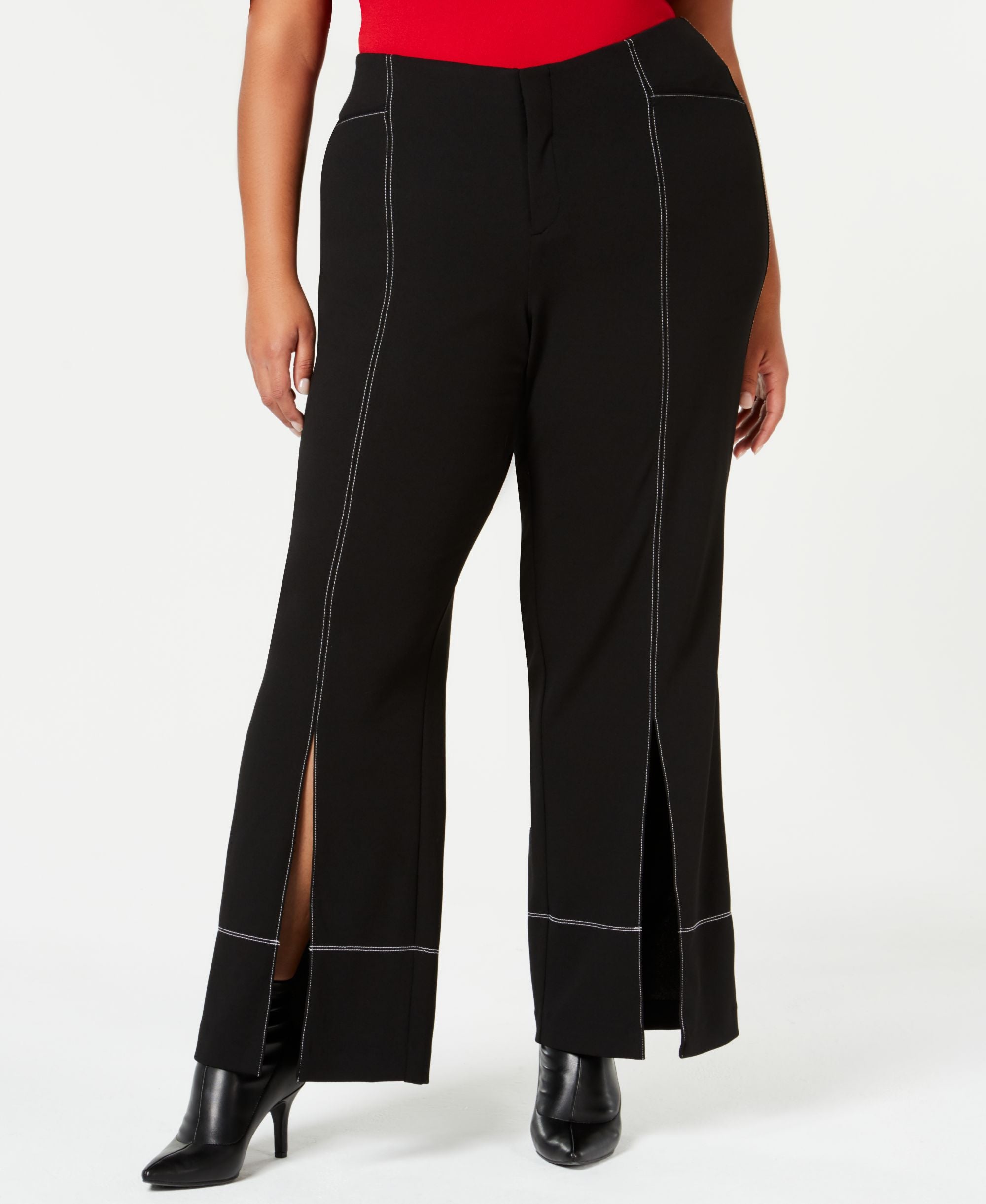 Plus Size Slit Front Pants