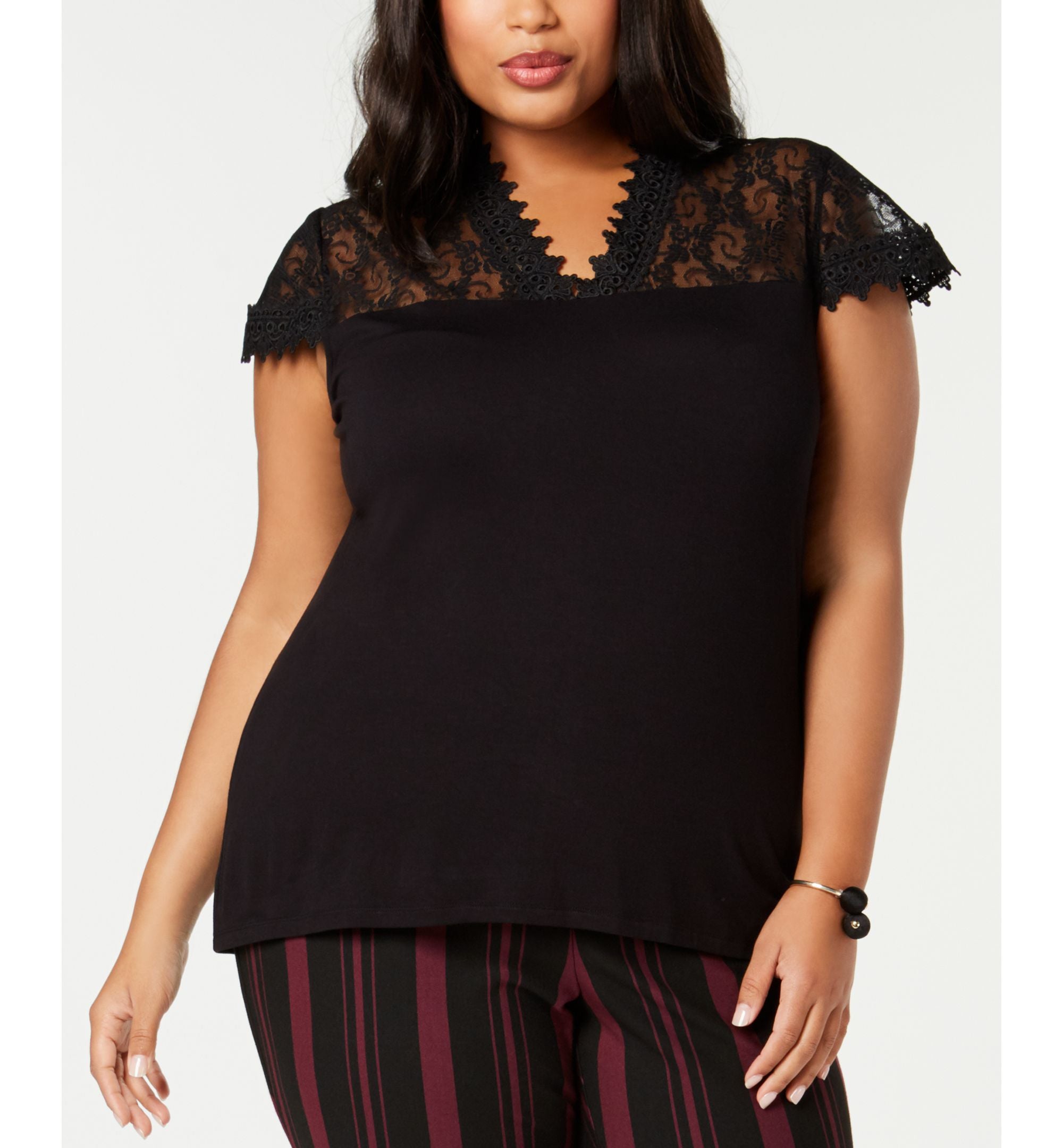 Plus Size Lace-Trim Top