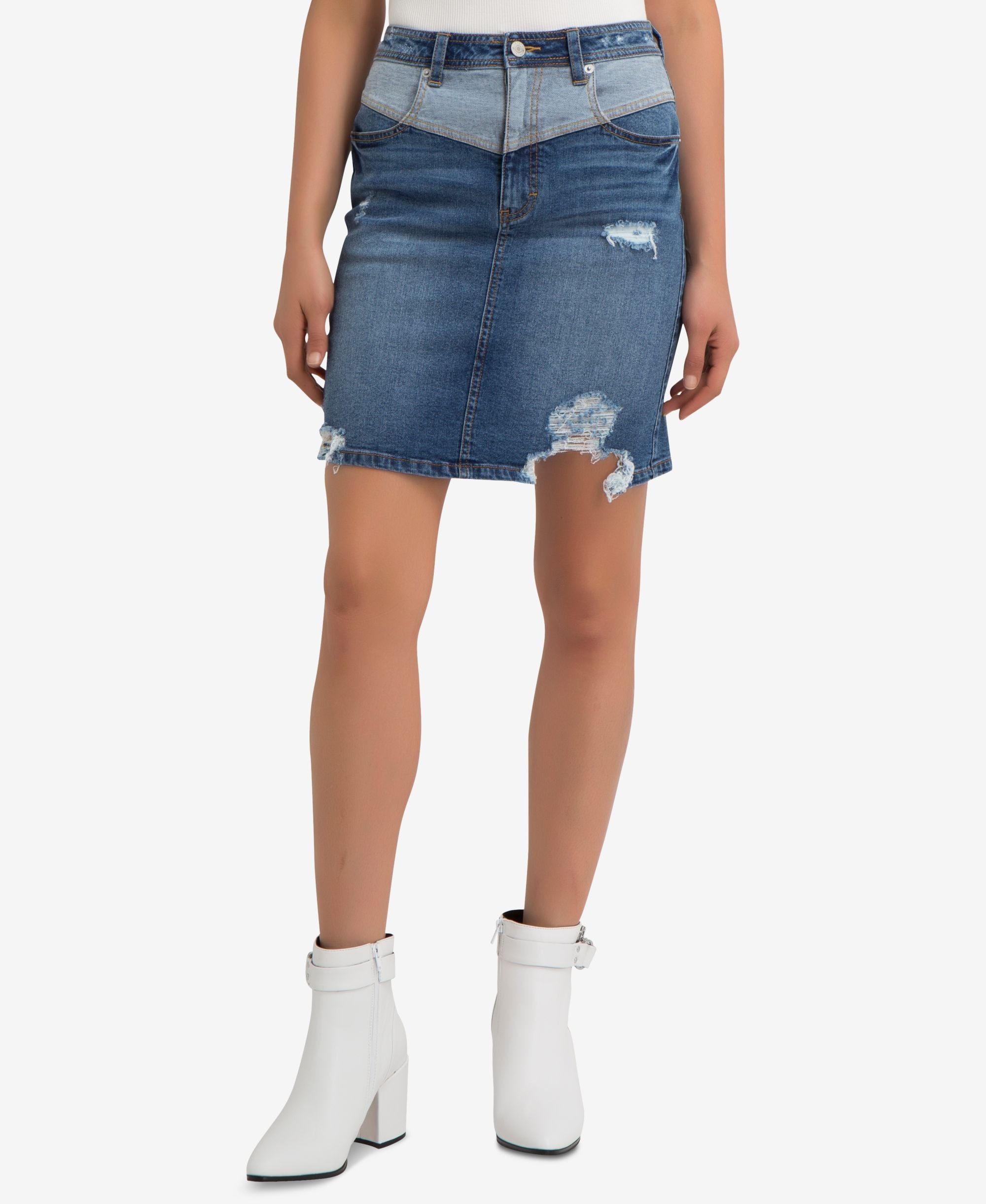 Jordache Sloane Ripped Denim Skirt