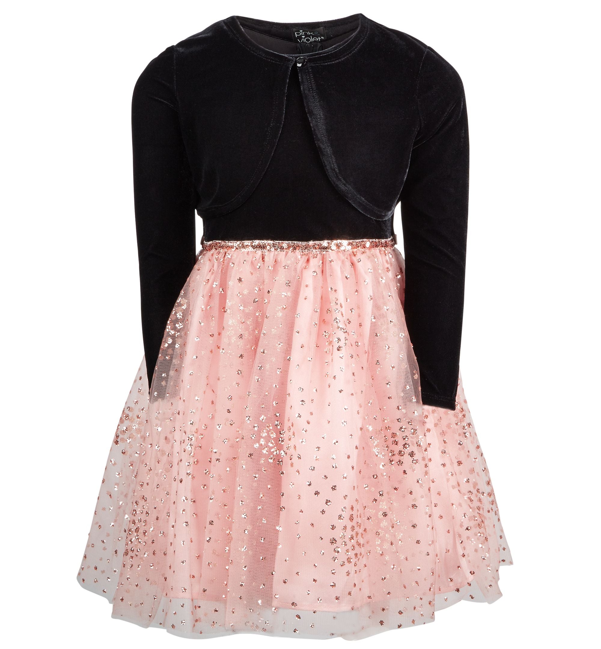 Pink Violet Little Girls 2 Pc. Velvet Shrug Dress Set