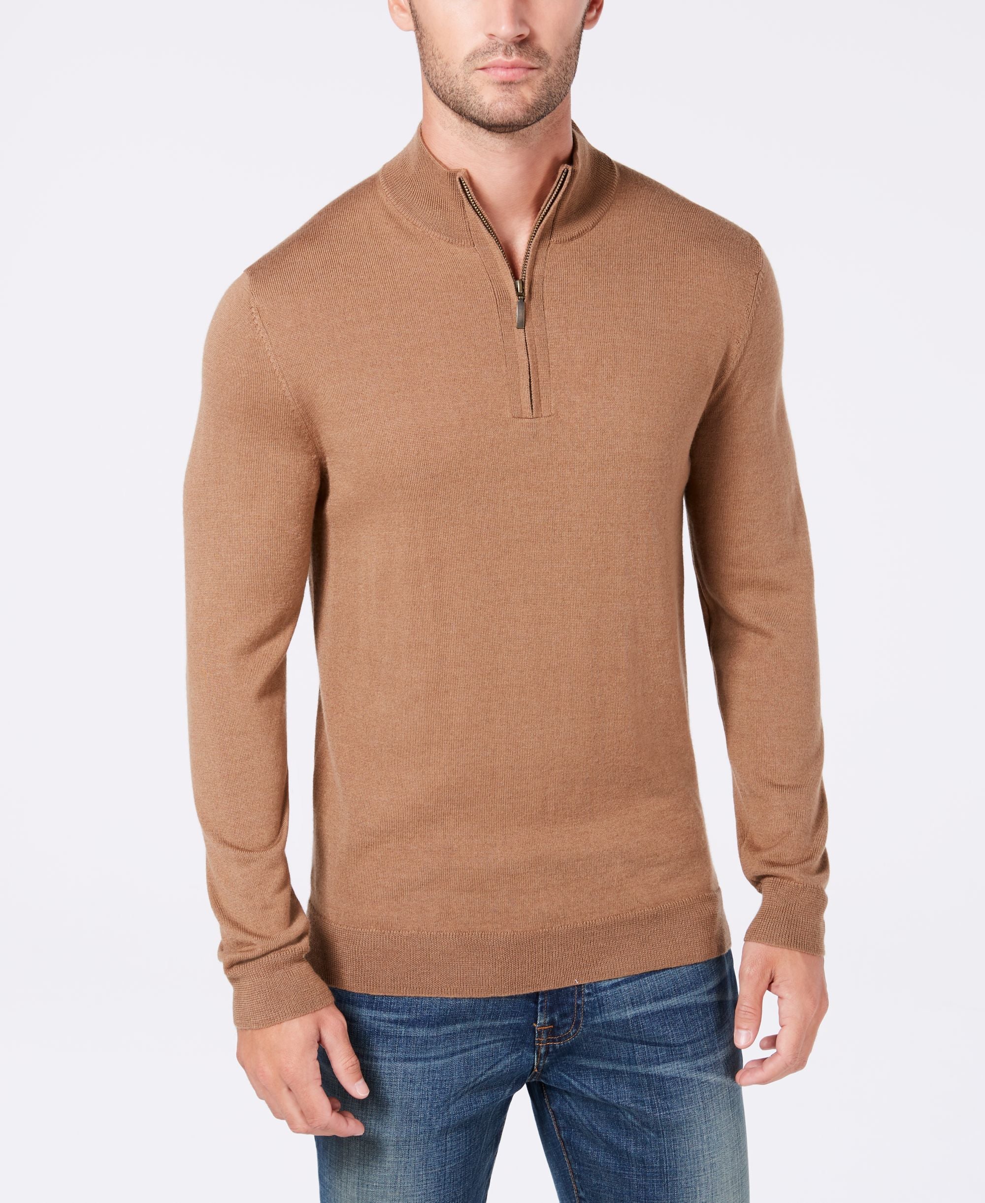 Men's Quarter-Zip Merino Wool Blend Sweater