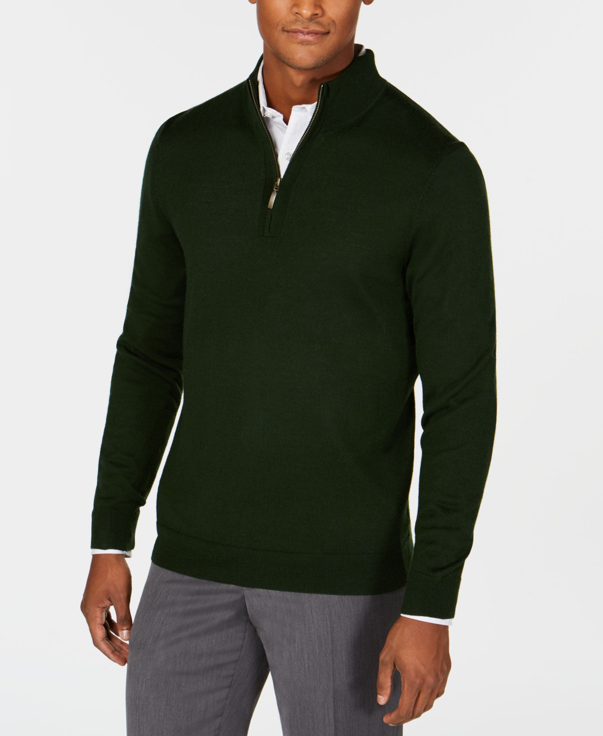 Men's Quarter-Zip Merino Wool Blend Sweater