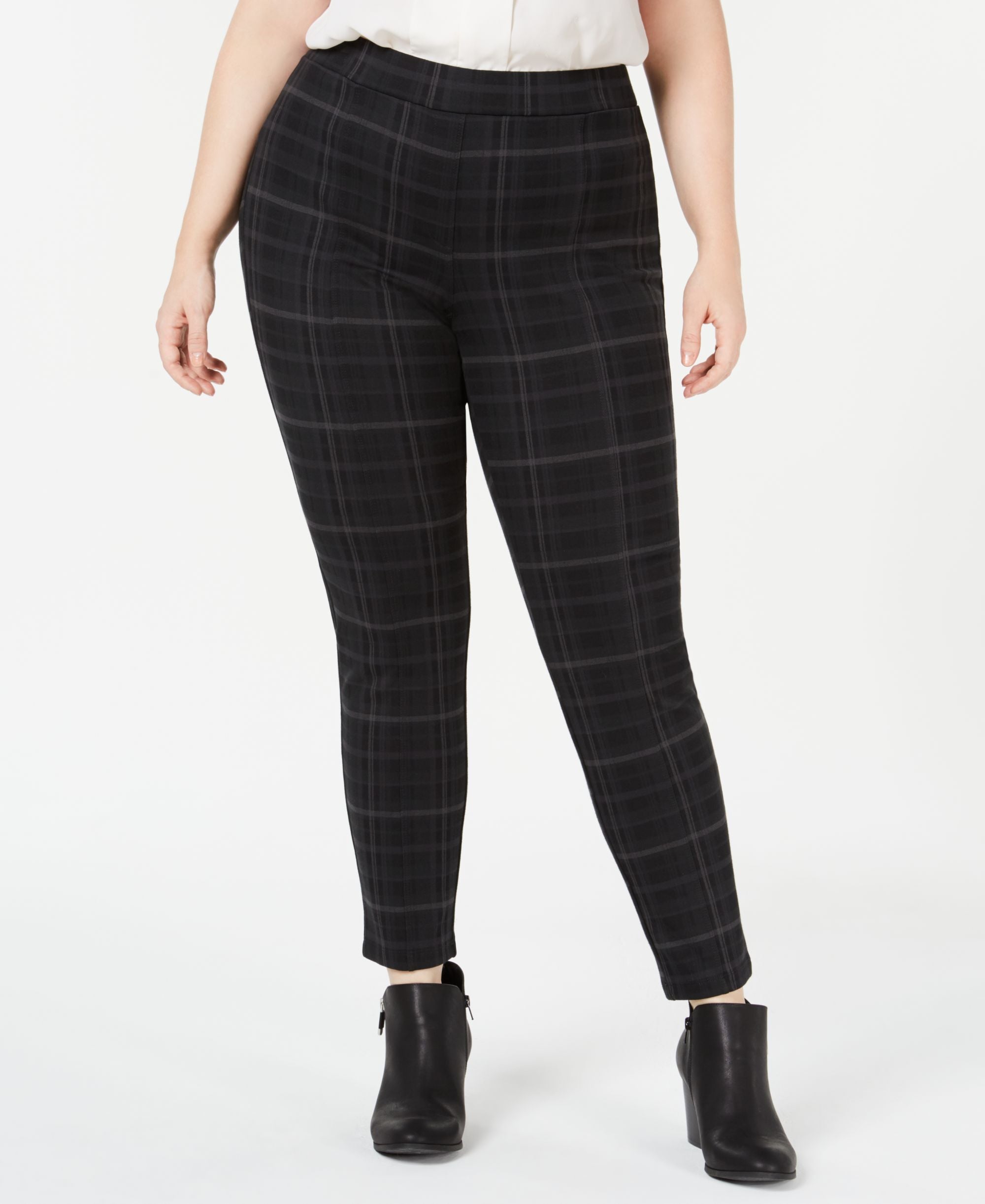 Plus Size Printed Seam-Front Leggings