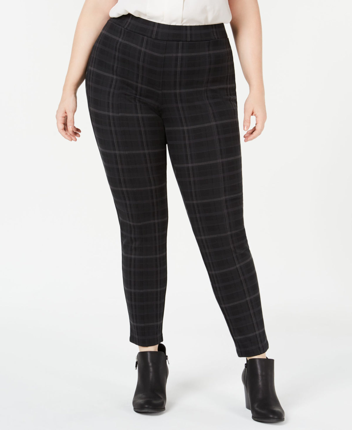 Plus Size Printed Seam-Front Leggings