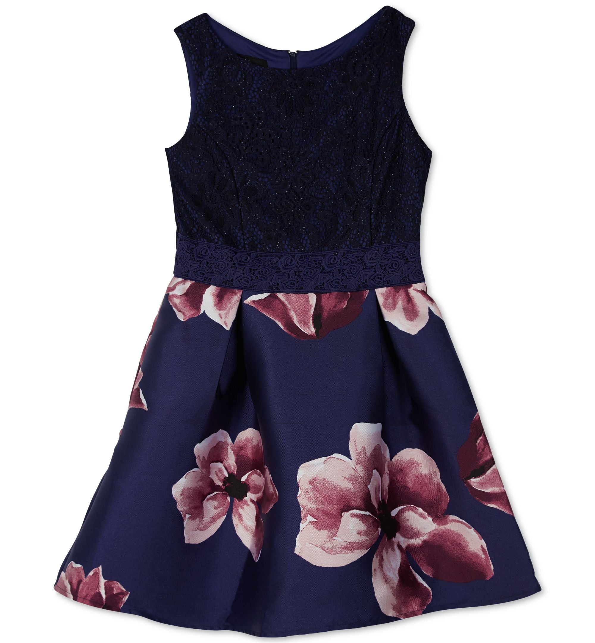 Bcx Big Girls Plus Lace Floral Fit Flare Dress