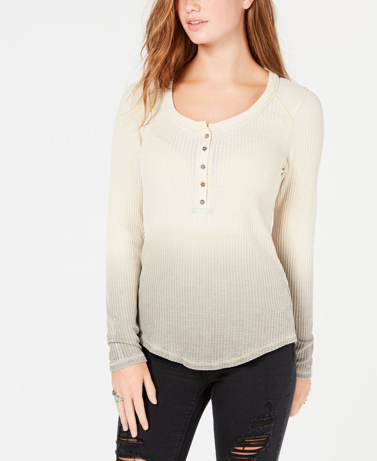 Juniors' Dip-Dyed Henley Top