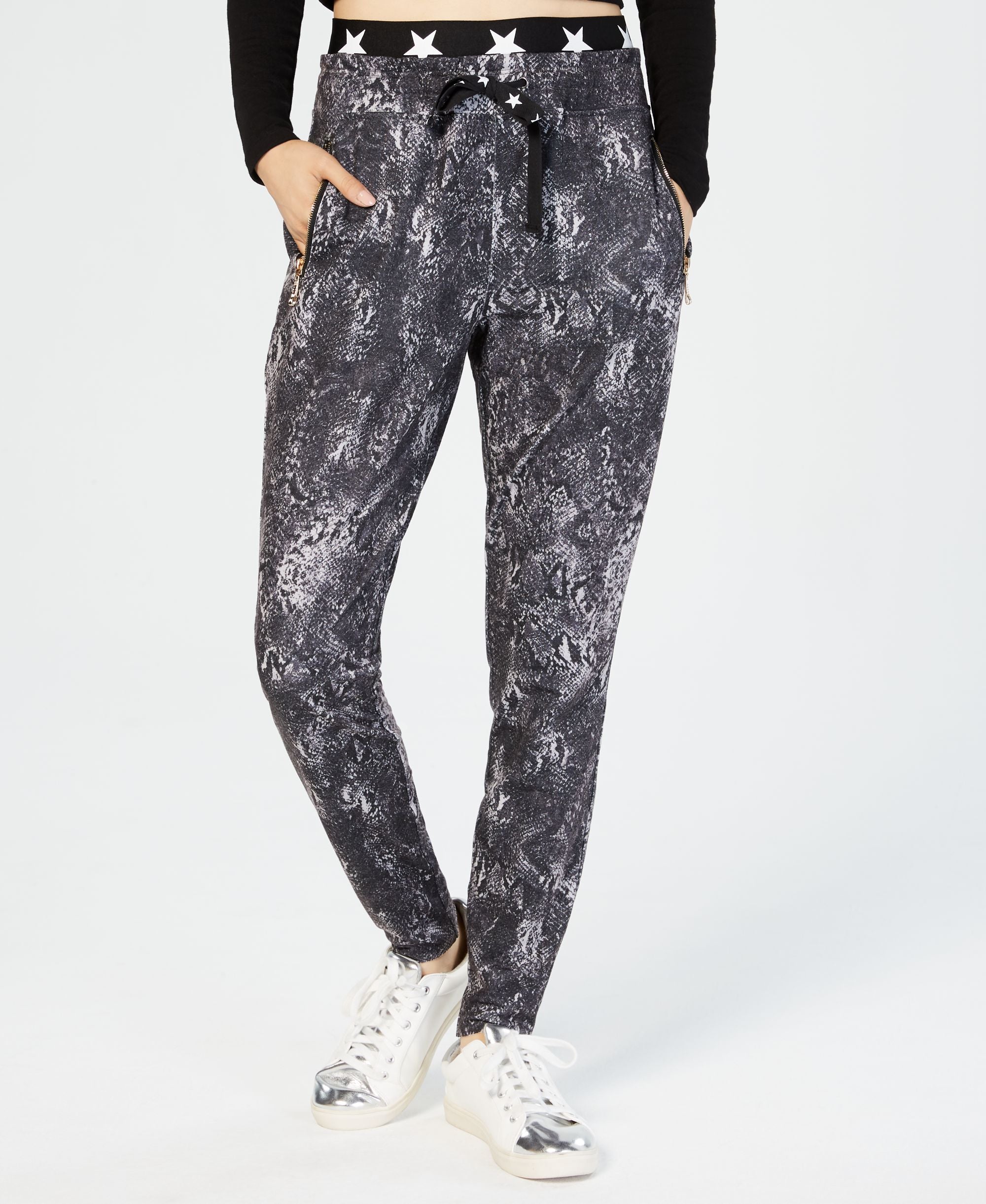 Juniors' Banded Graphic Jogger Pants