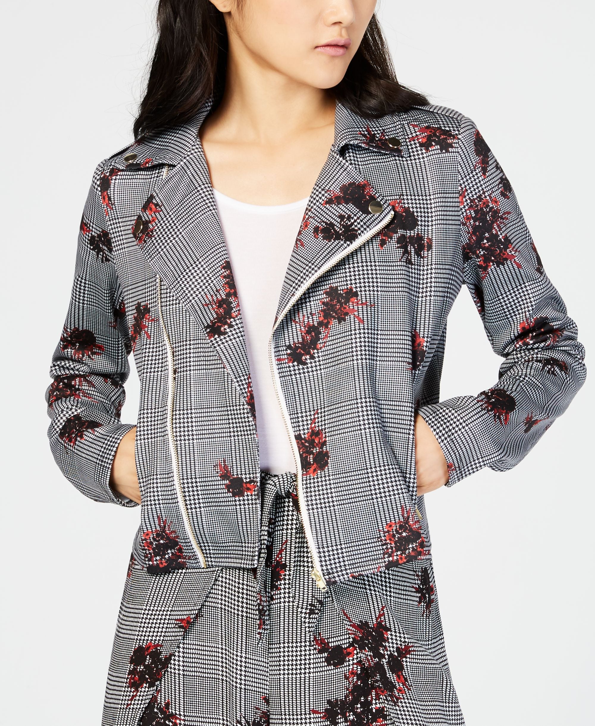 Material Girl Juniors Printed Moto Jacket