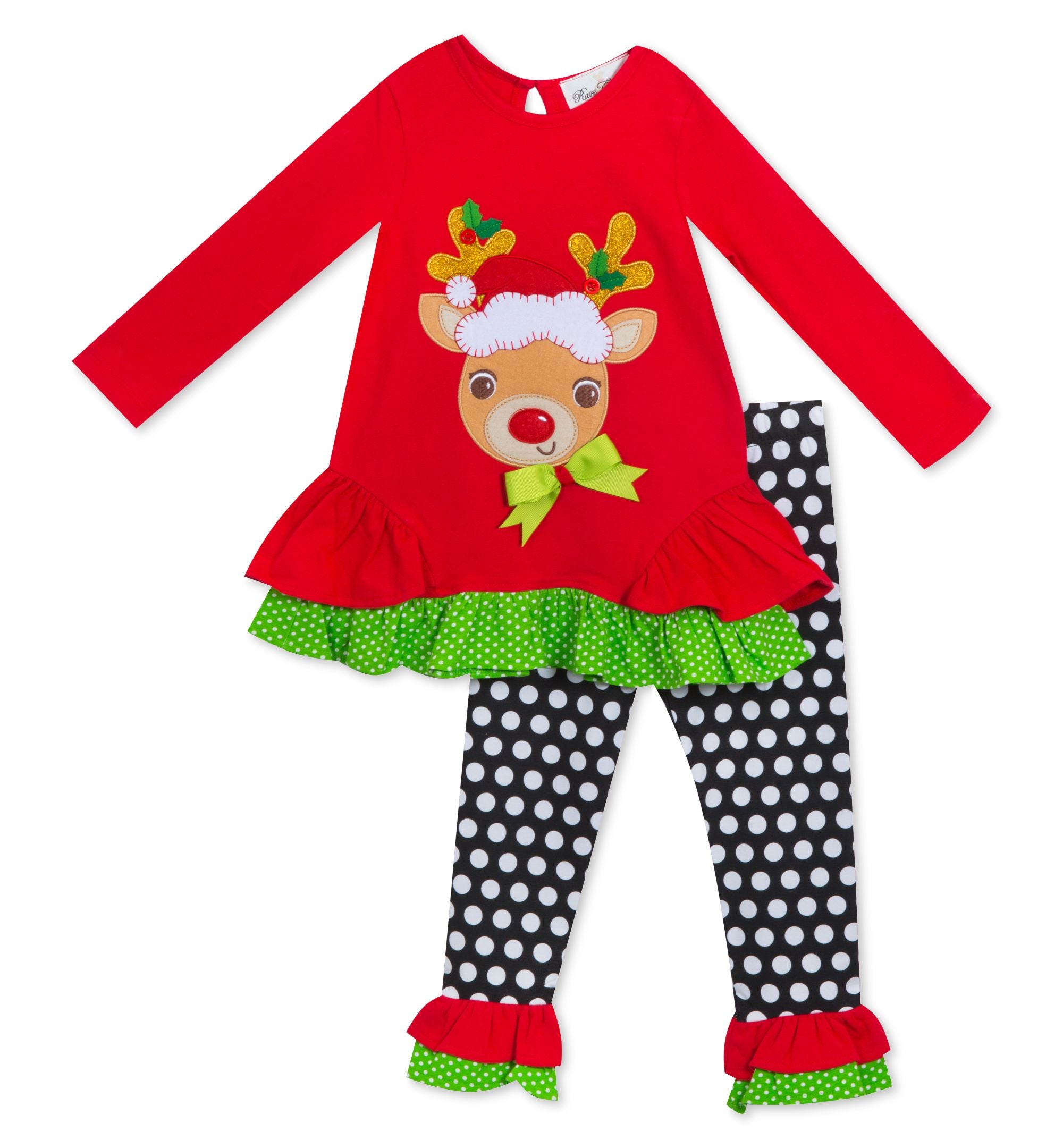 Rare Editions Little Girls 2 Pc. Reindeer Tunic Leggings Set